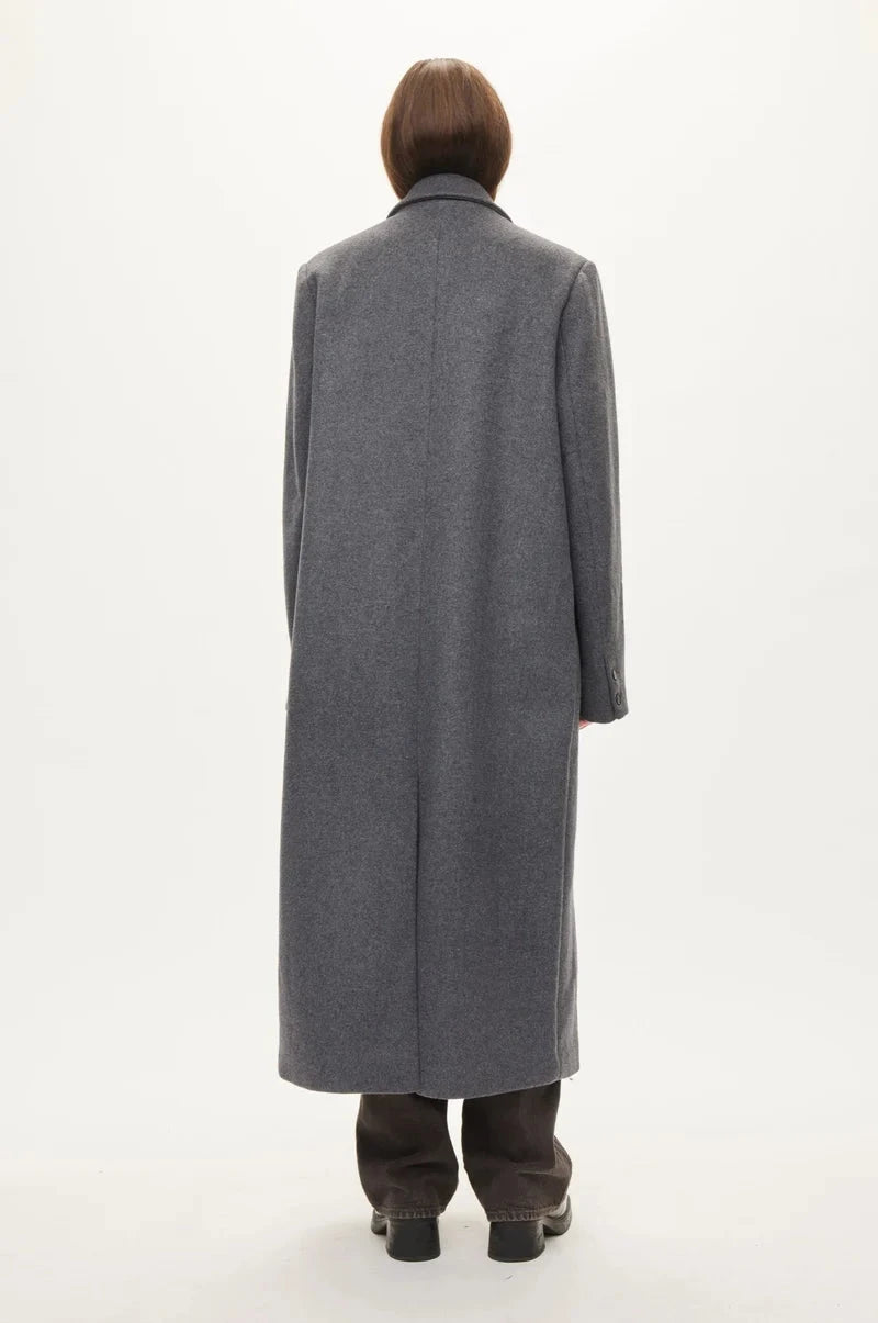 ELLIOT WOOL COAT IN DARK GREY MELANGE JACKETS OVAL SQUARE