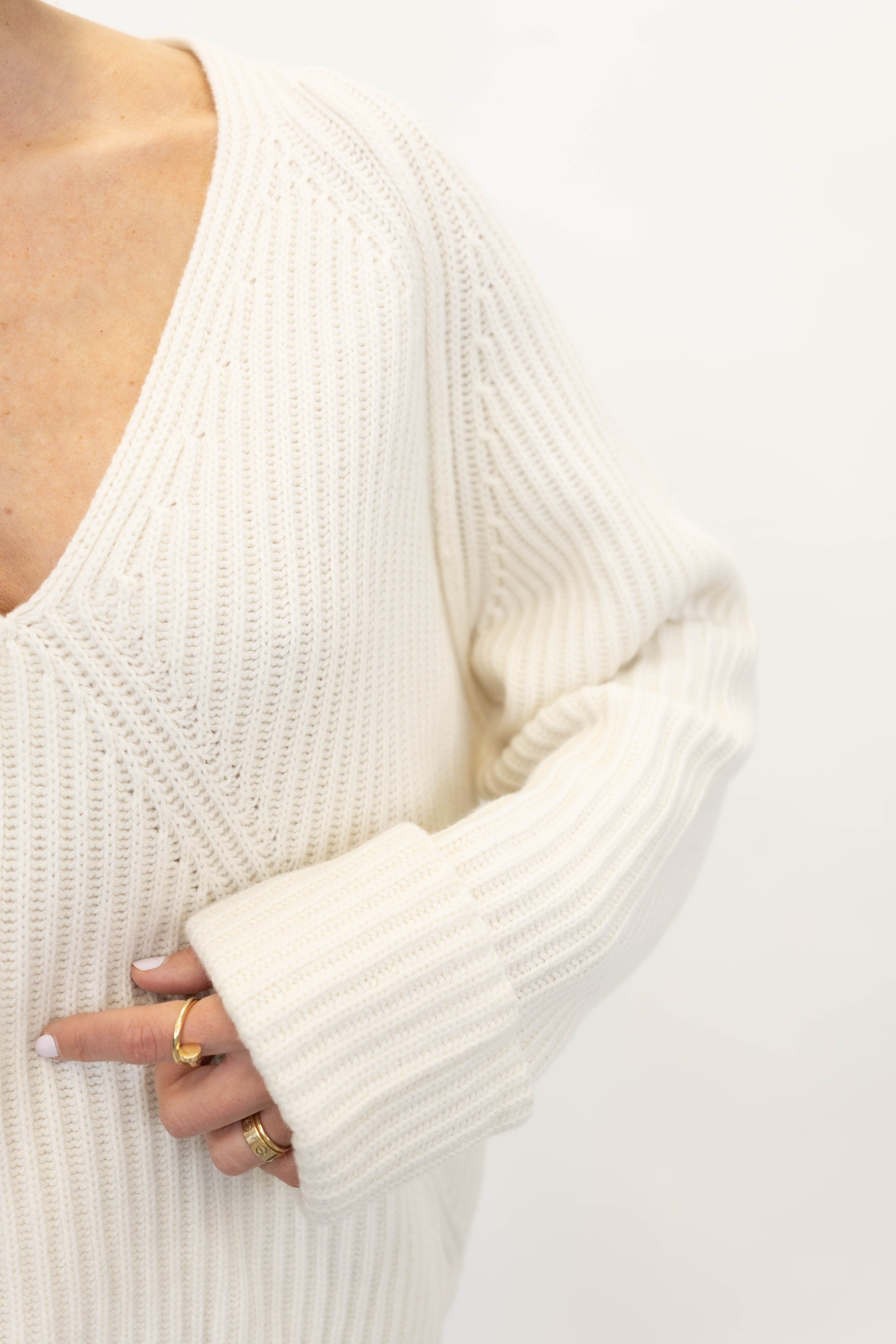 KAWSAR RIBBED BIB IN CREAM KNIT CHRISTIAN WIJNANTS