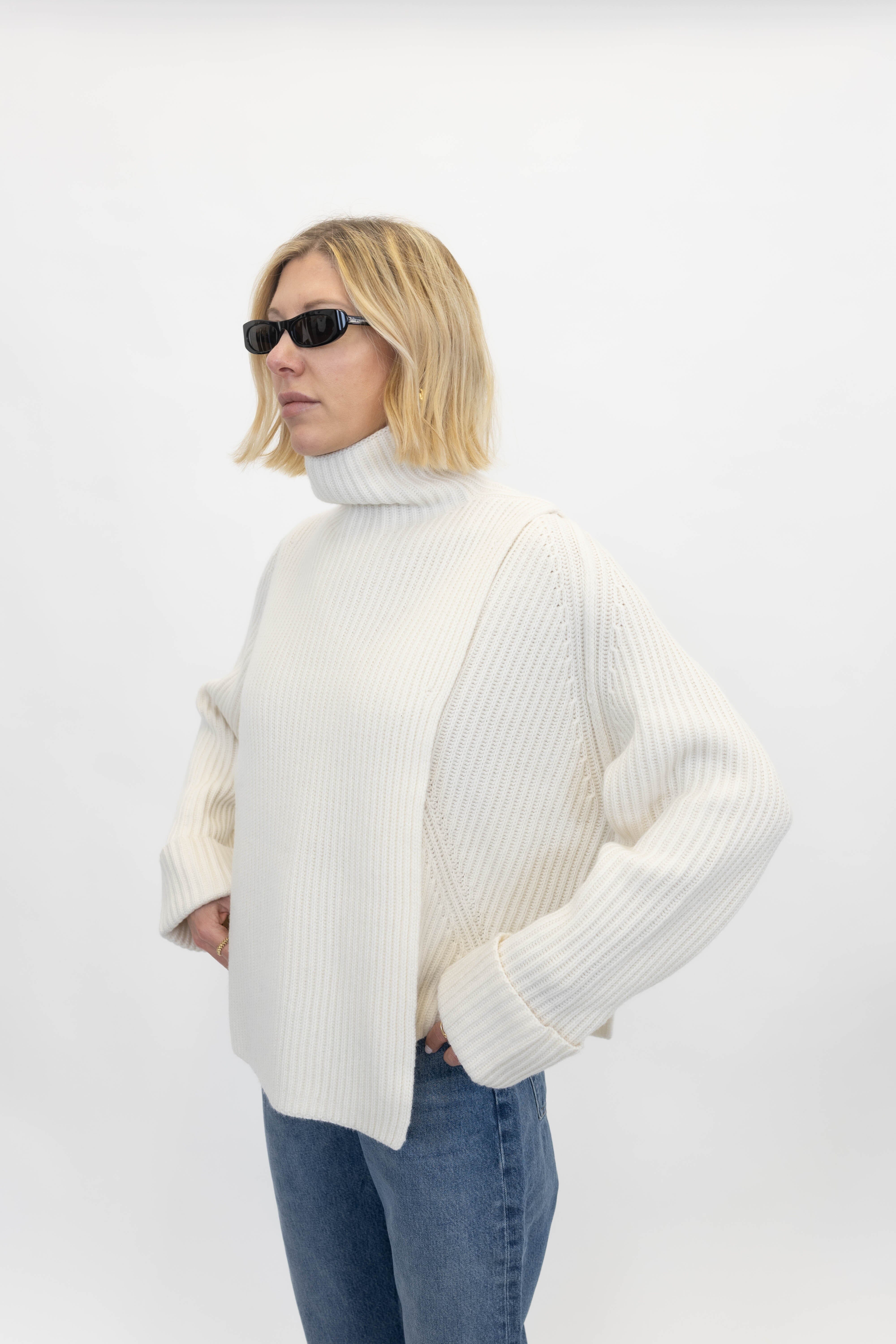 KAWSAR RIBBED BIB IN CREAM KNIT CHRISTIAN WIJNANTS
