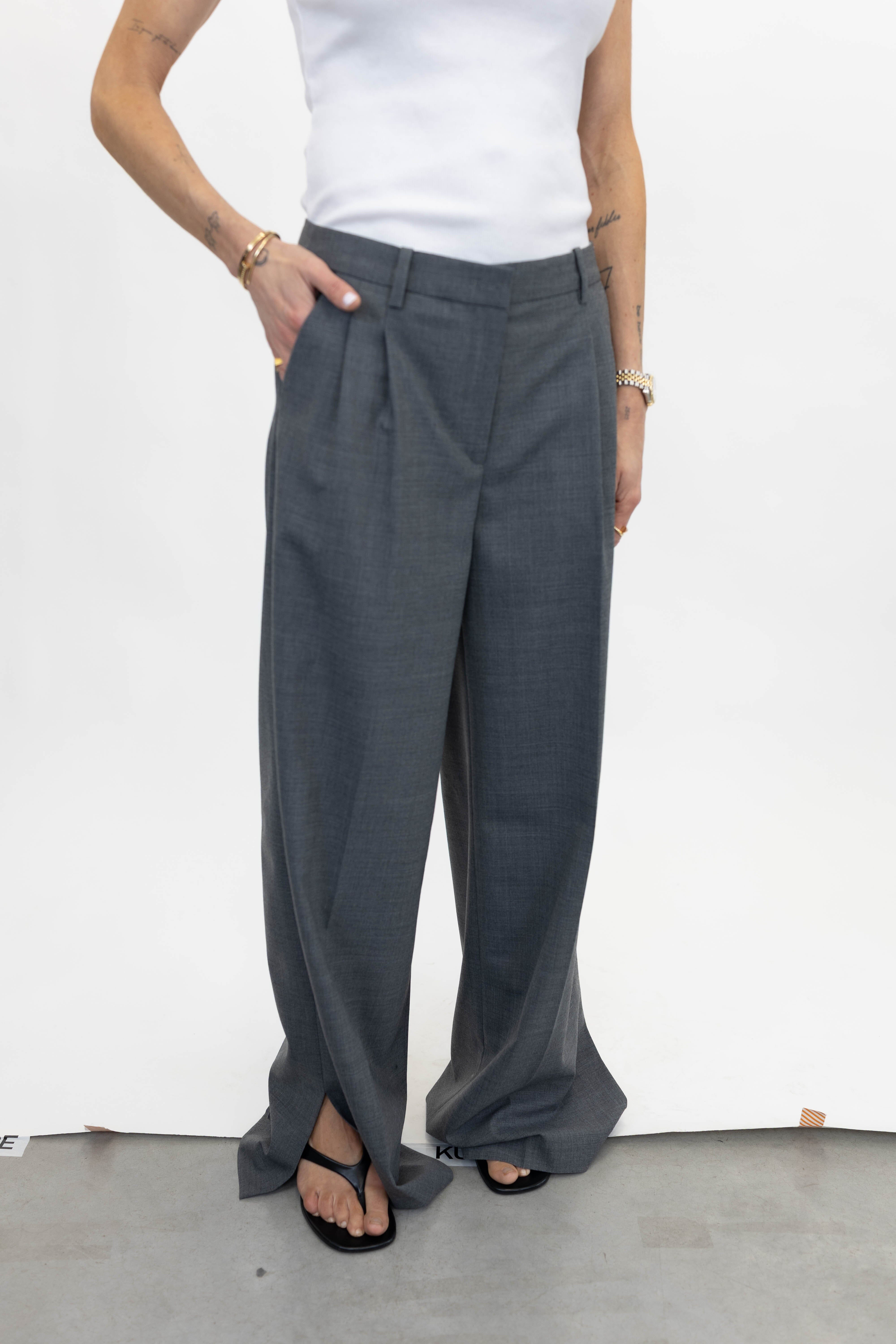 GRAND PANTS IN GREY MELANGE PANTS THE GARMENT
