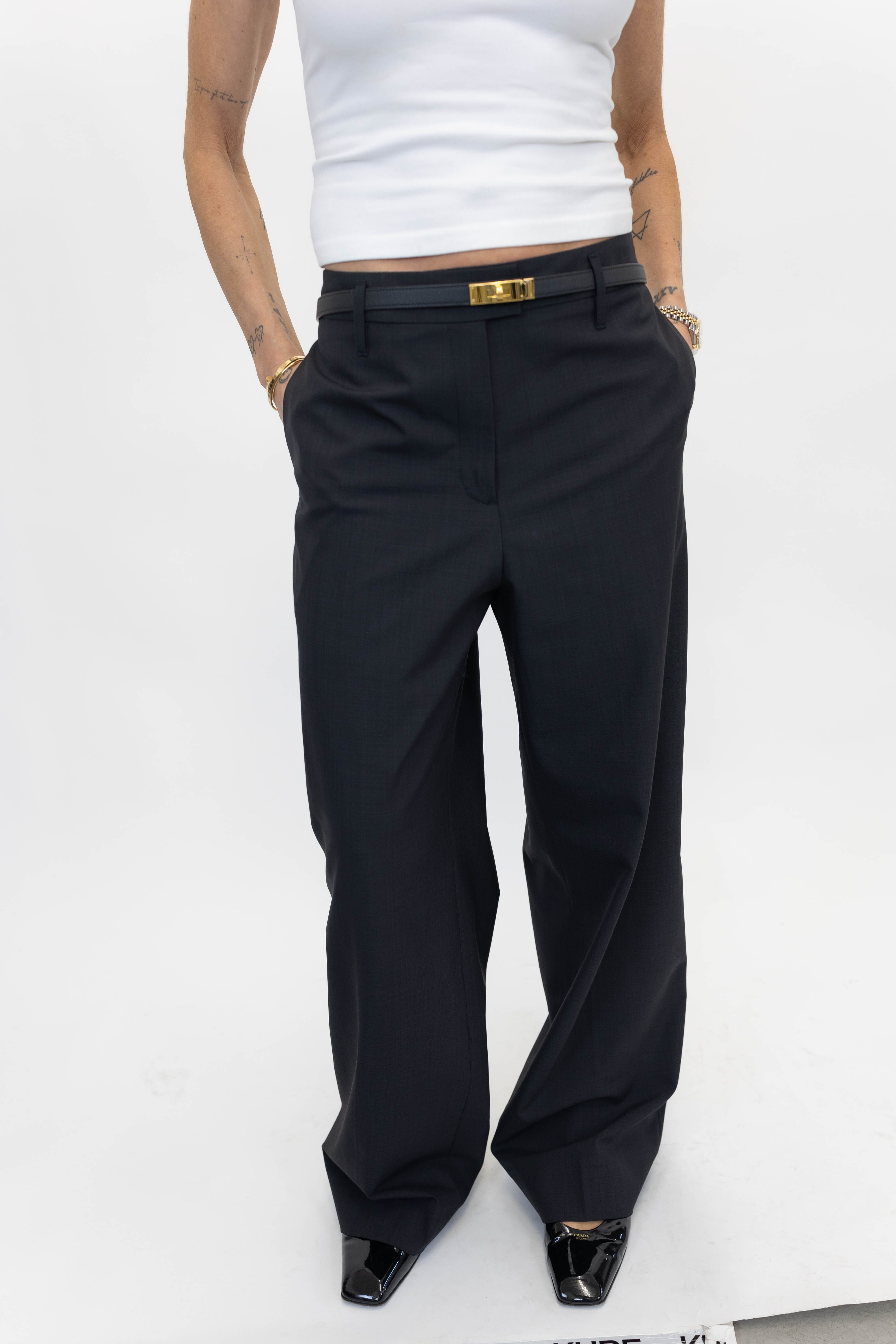 IVANO MID WAIST PANTS IN BLACK PANTS HERSKIND