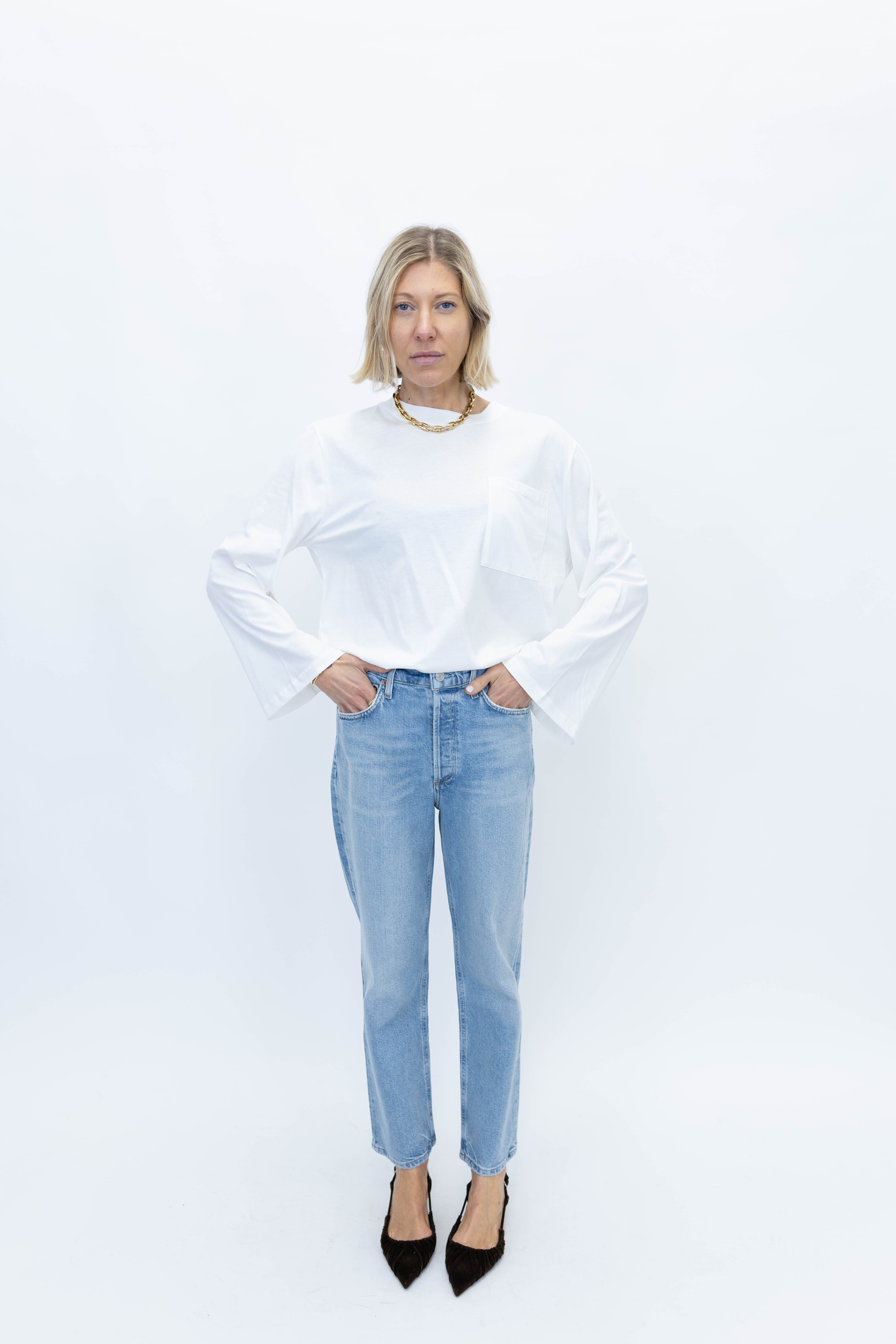 FAYEH LONG SLEEVES IN SOFT WHITE T-SHIRT BY MALENE BIRGER