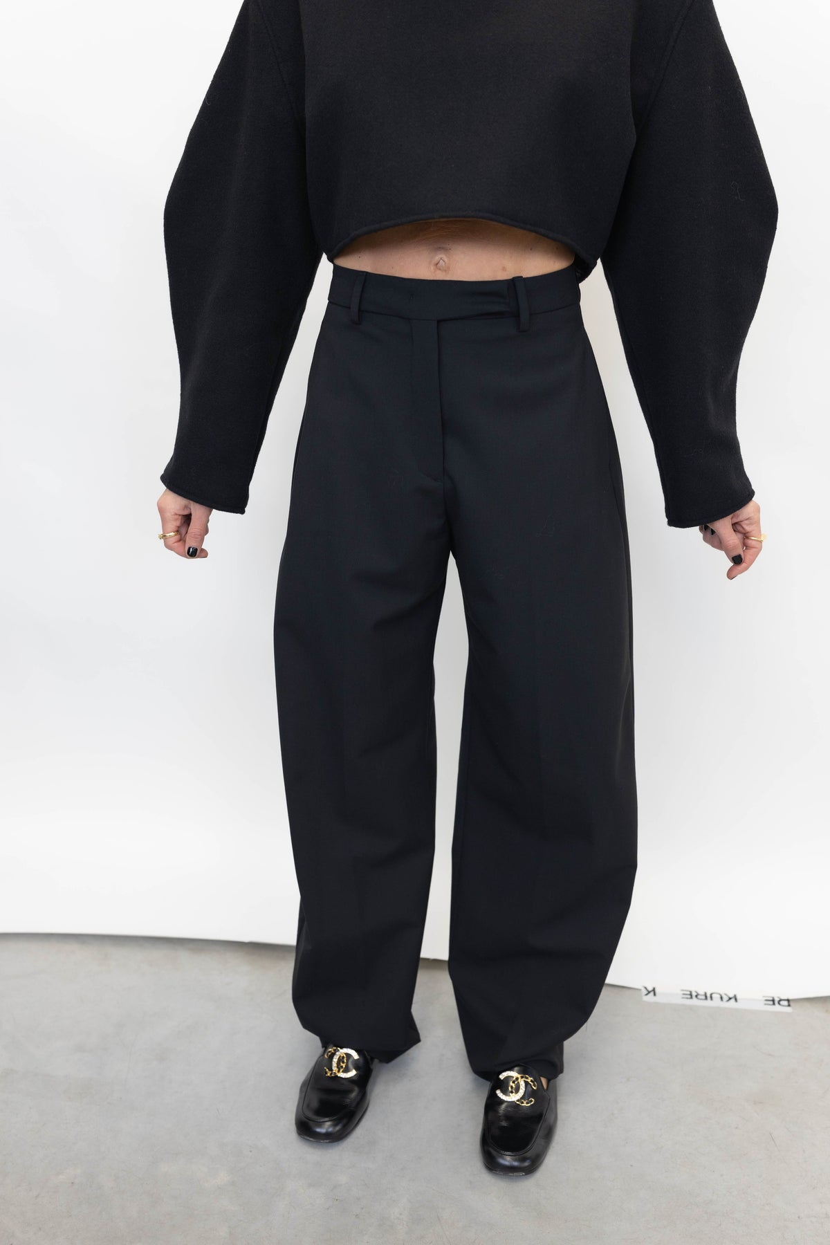 E-DINA MISTO LANA PANTS IN BLACK PANTS THE LATEST