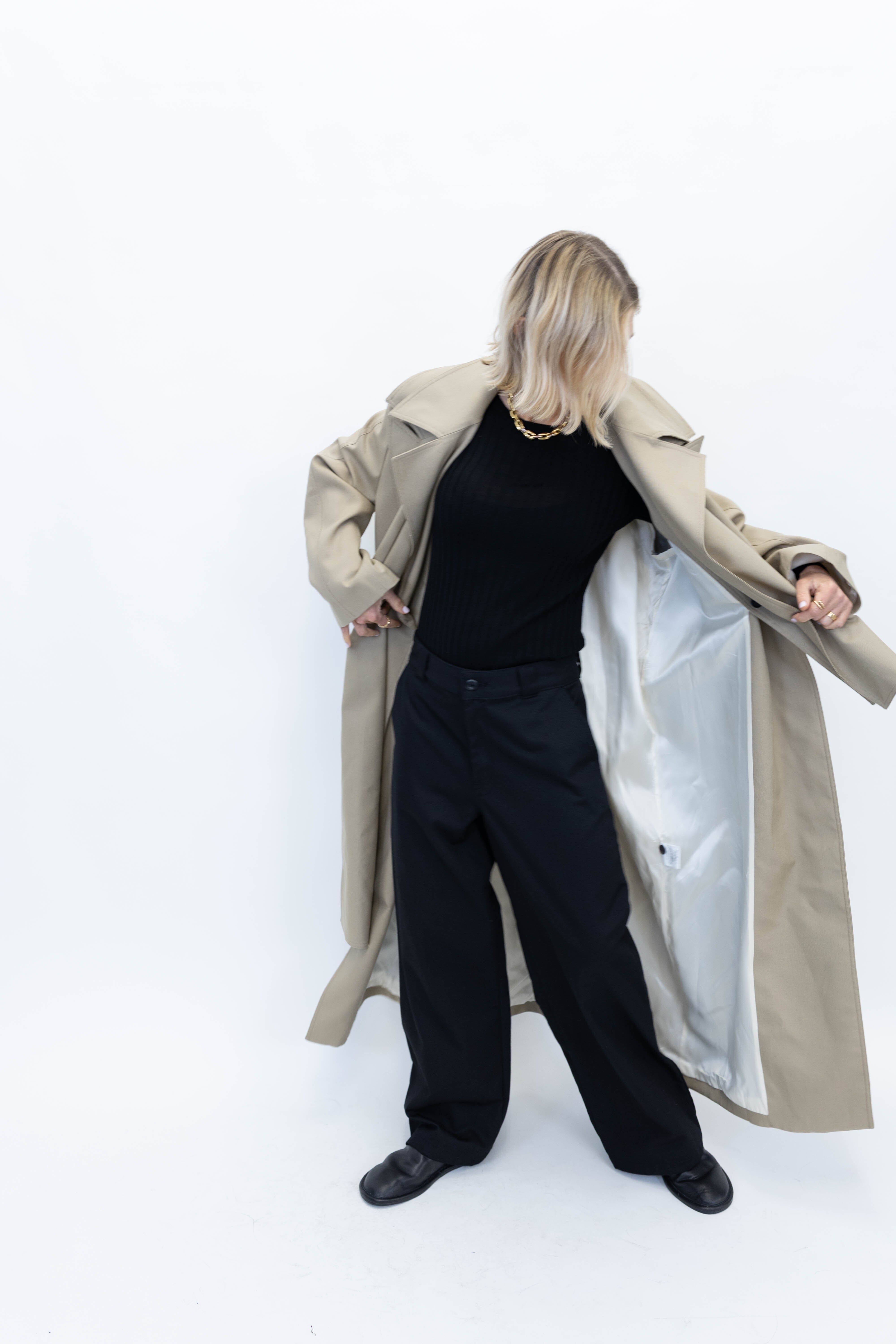 BELTED TRENCH COAT WITH DOUBLE COLLAR COAT ROHE