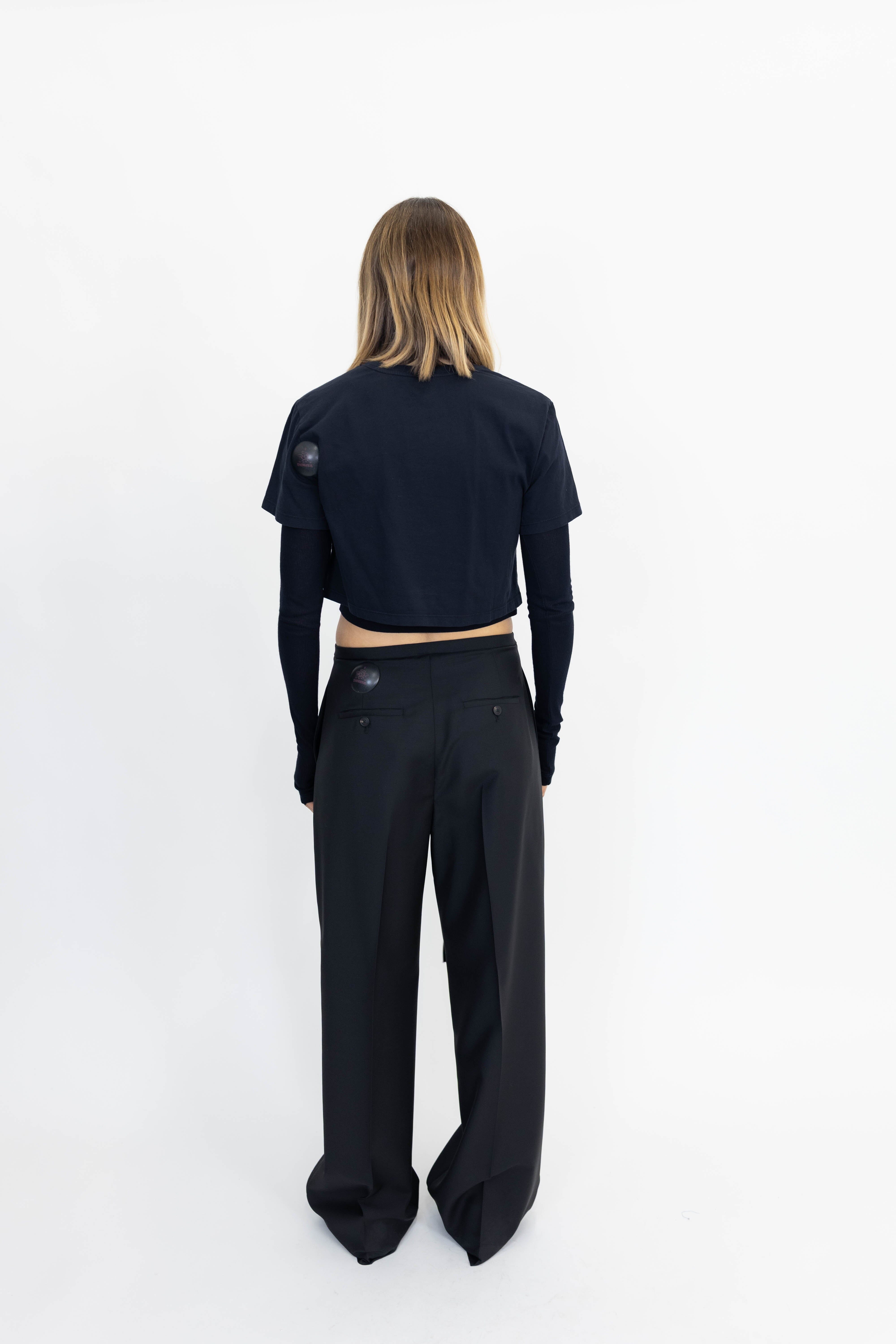 ROMILY TEE IN BLACKENED NAVY TEE AGOLDE