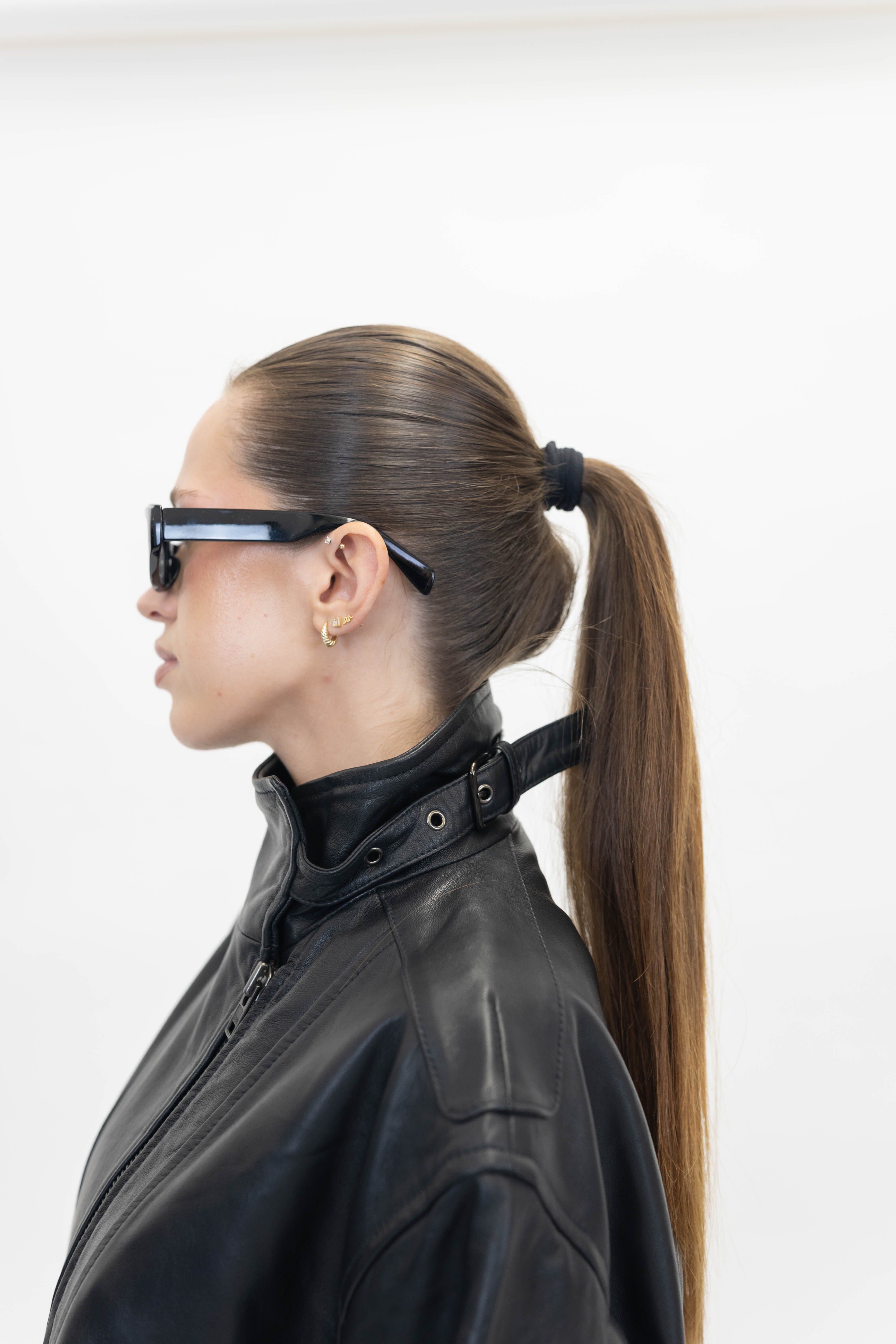 JELENA LEATHER JACKET IN BLACK JACKET OVAL SQUARE