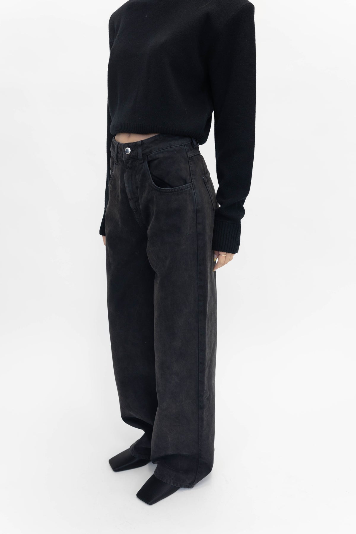 POPPY WIDE LEG JEANS IN BLACK JEANS ICON DENIM
