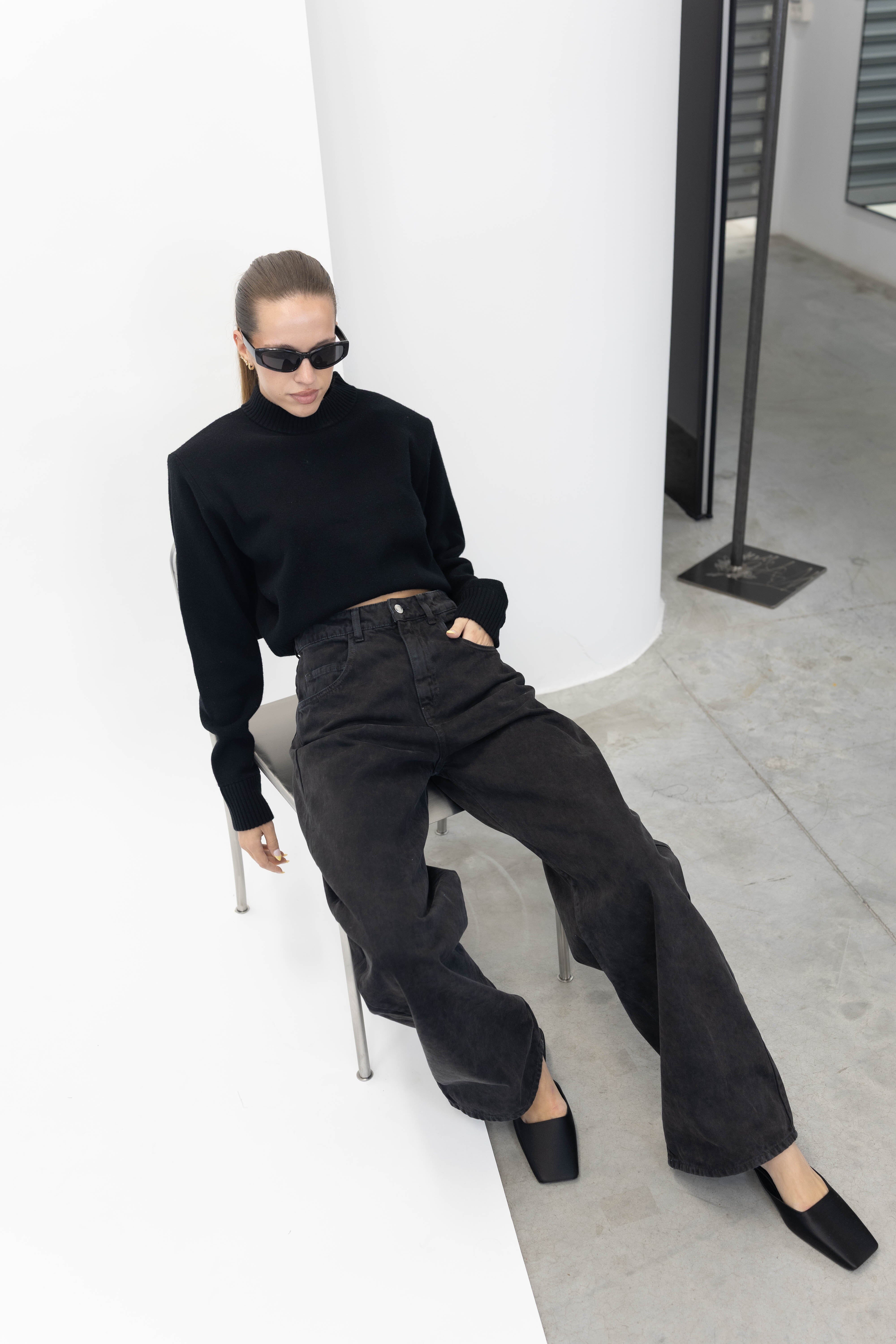 IRO LOVELIE PULLOVER IN BLACK KNIT IRO