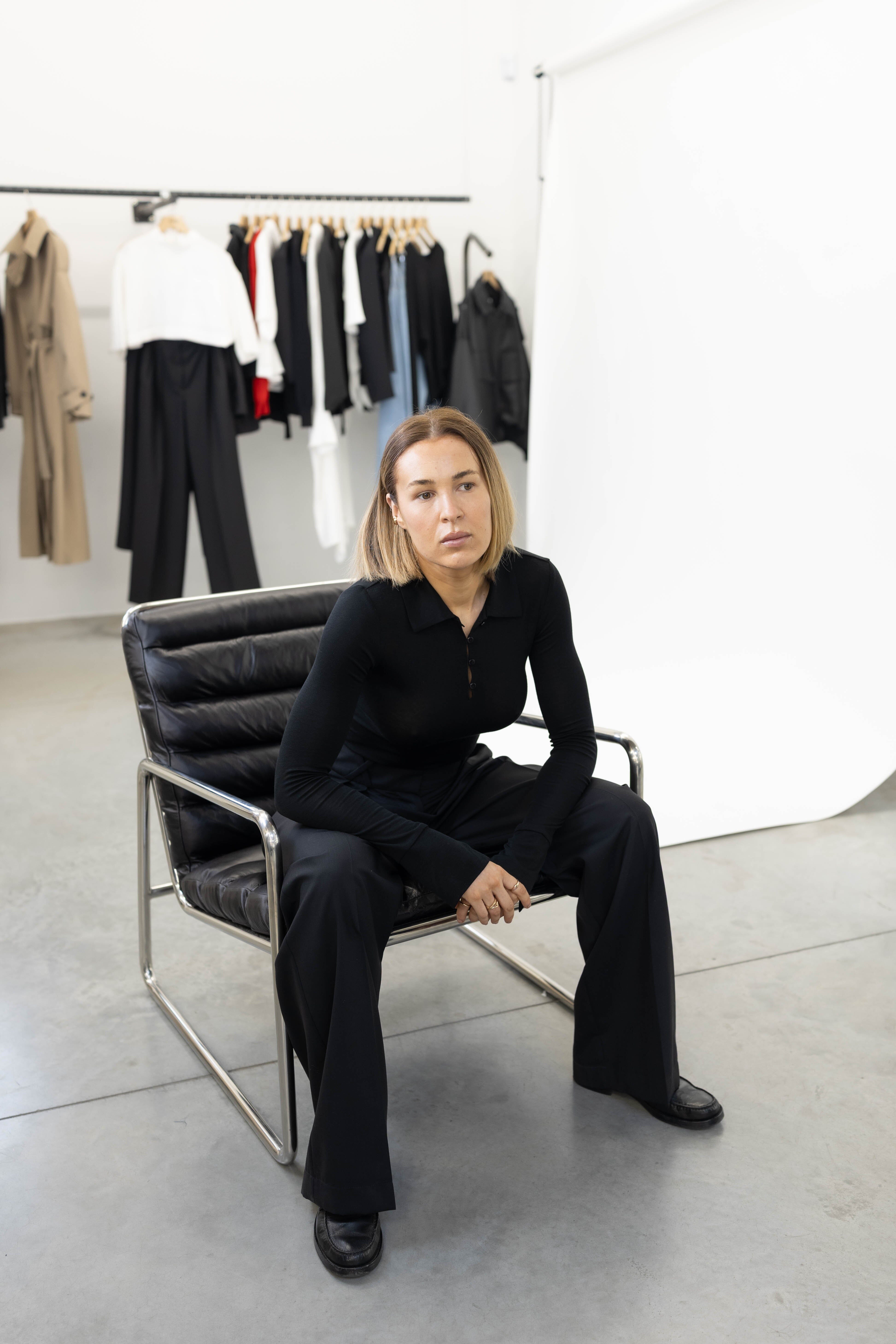 BREE POLO TEE IN BLACK TEE THE GARMENT