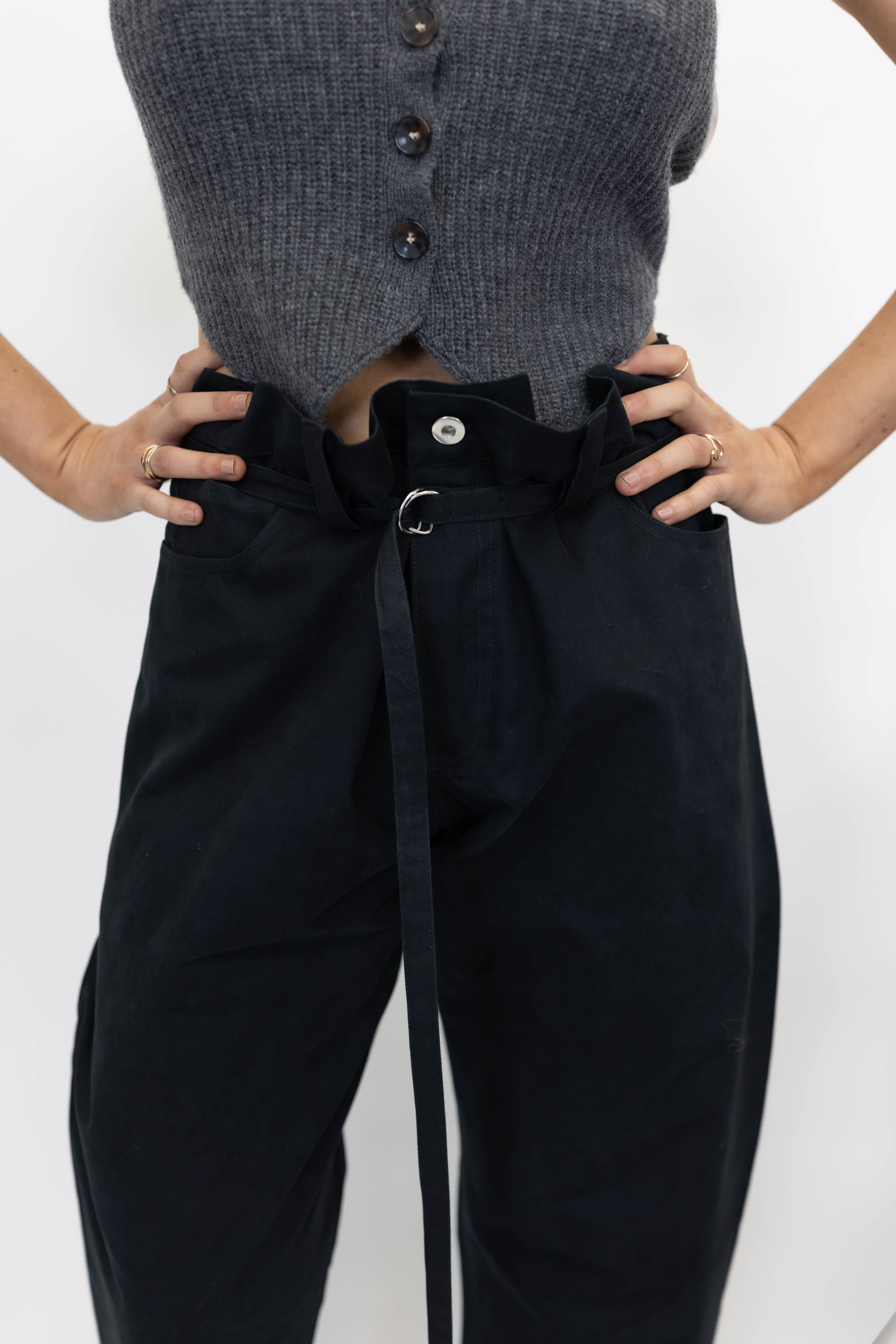 COTTON DRILL PANTS IN BLACK PANTS MAUD VANDEN BEUSSCHE