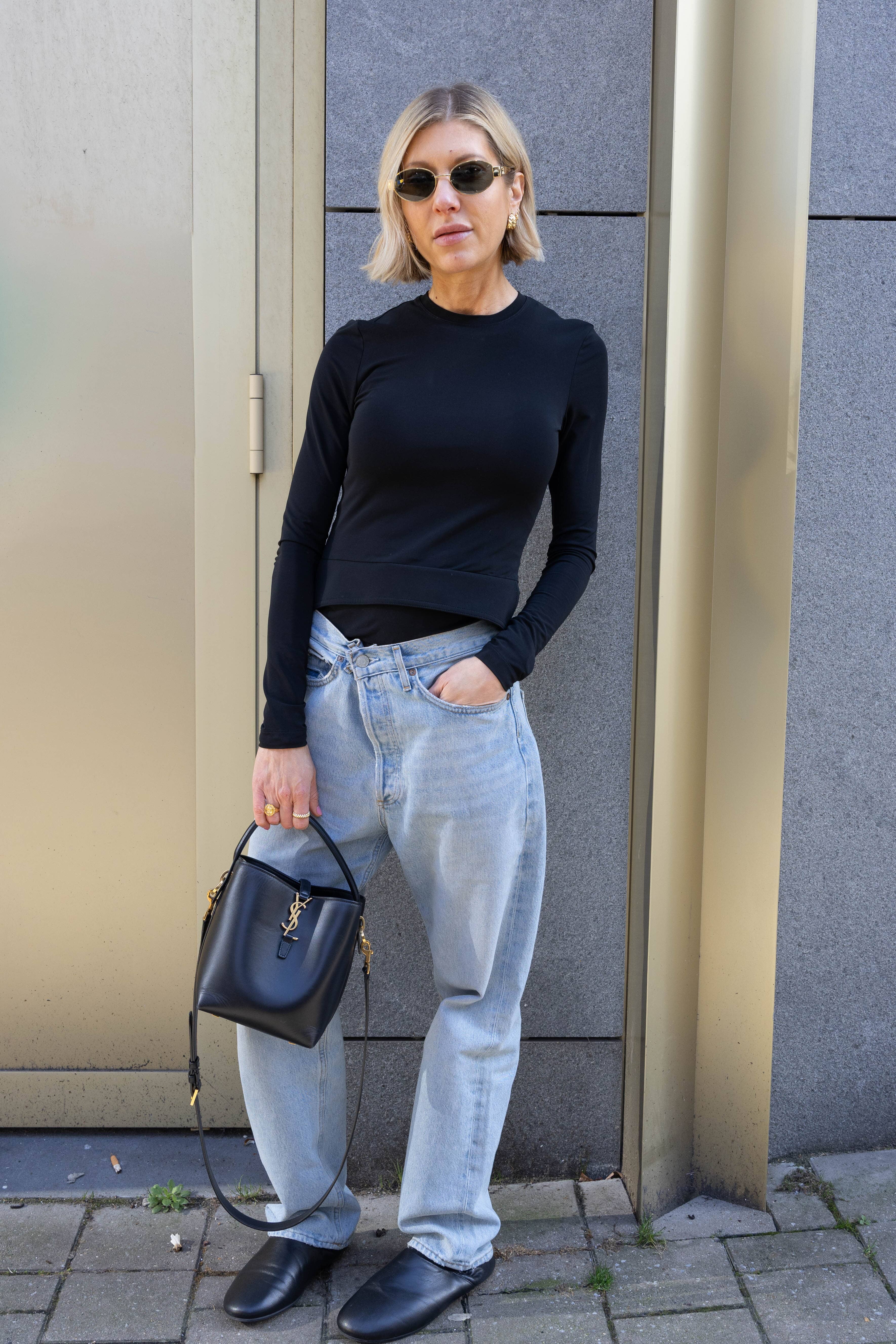 RAVEEN FLUID JERSEY TOP IN BLACK TOP NANUSHKA