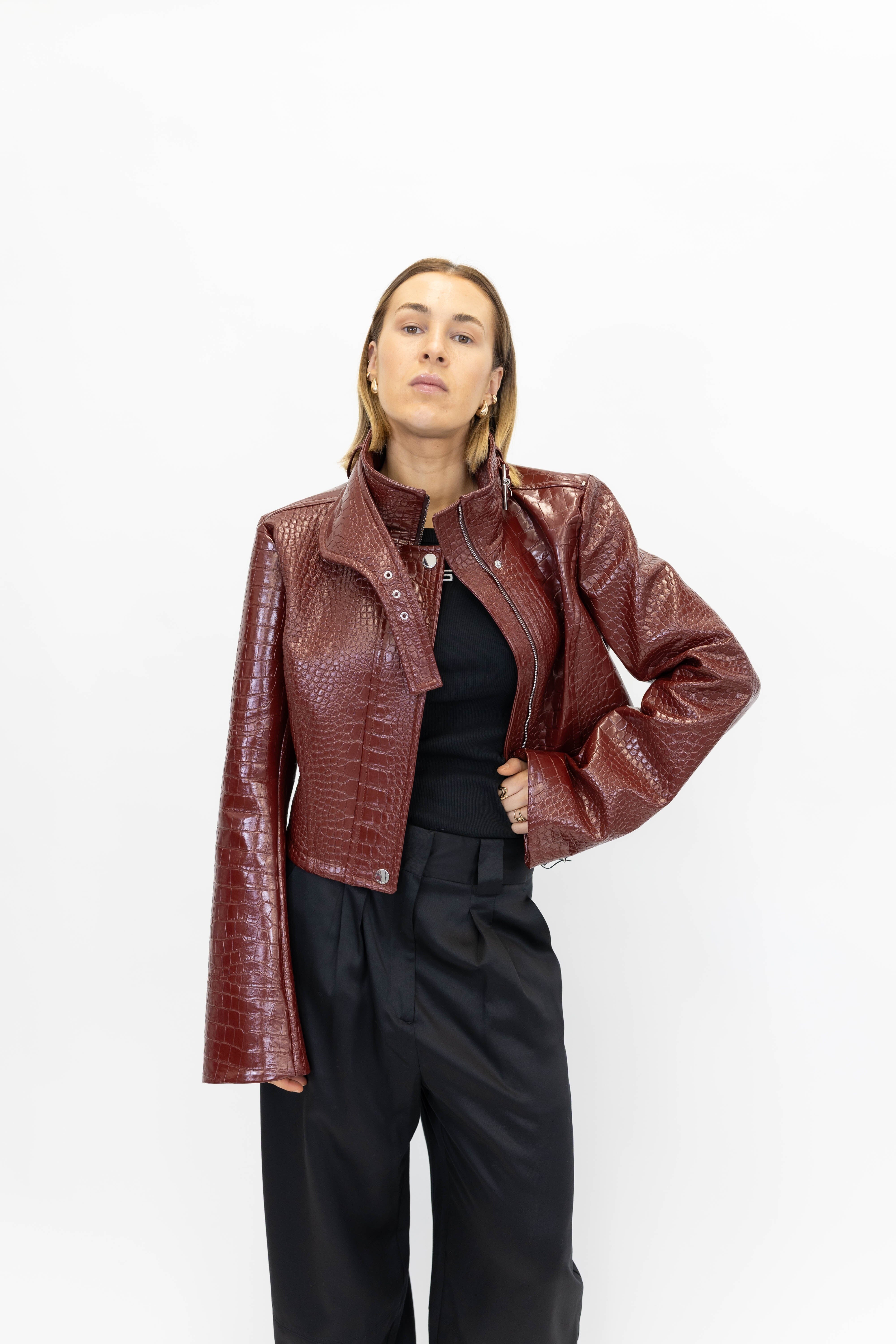 SULTANO LEATHER JACKET IN DARK RED JACKET MAXMARA
