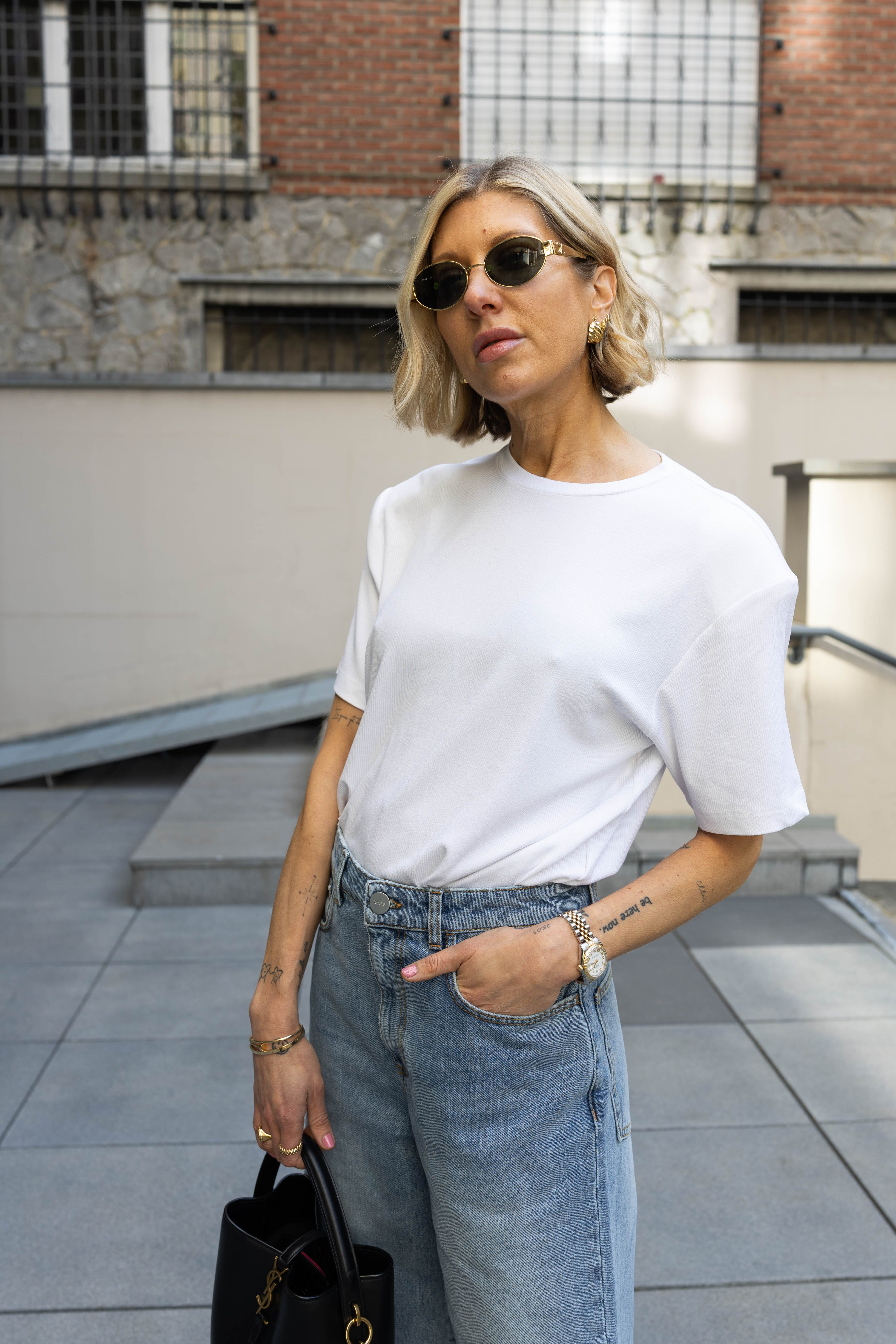 RIB PADDED TEE IN WHITE T-SHIRT KURE