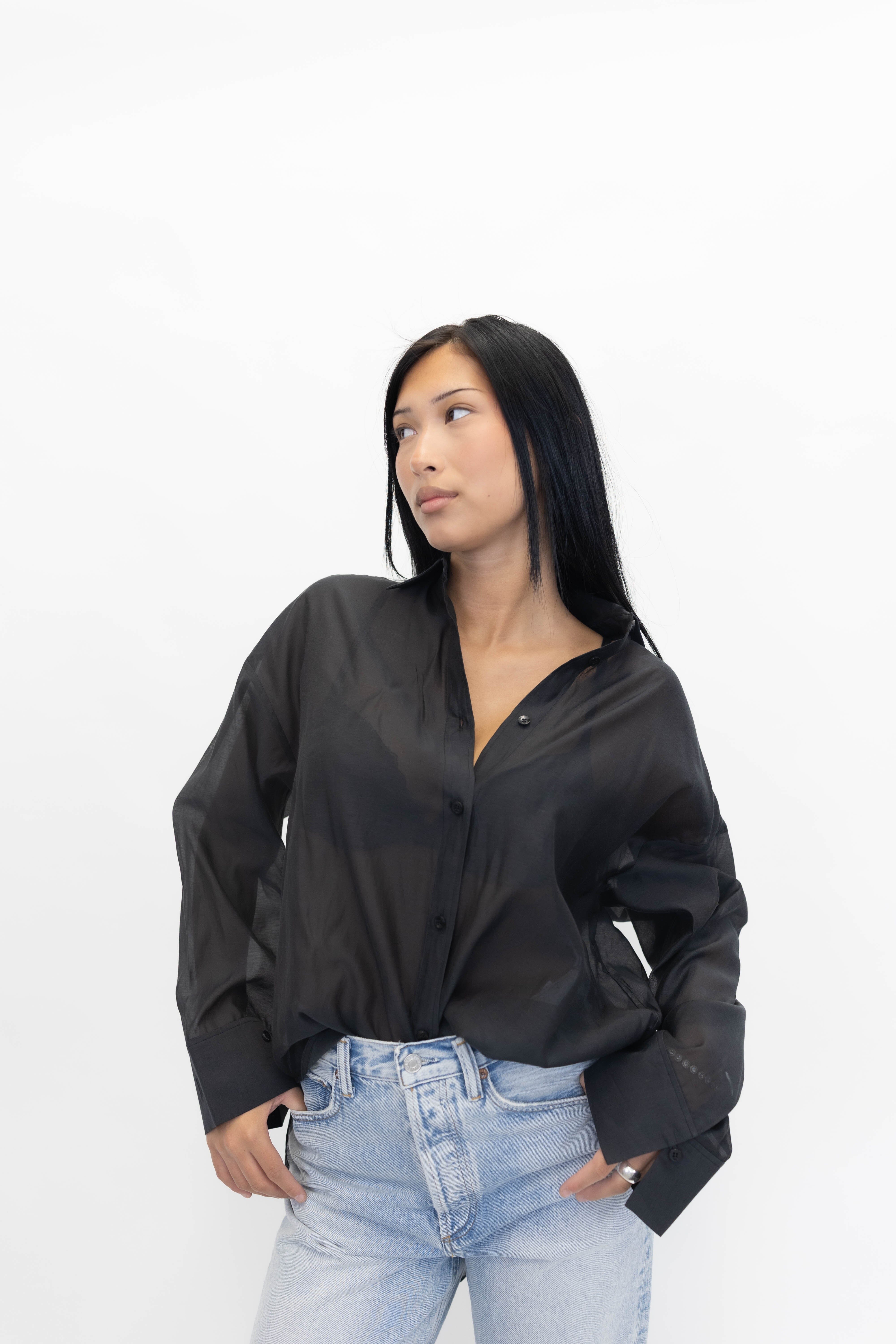 DERRIS ORGANZA SHIRT IN BLACK SHIRT BY MALENE BIRGER