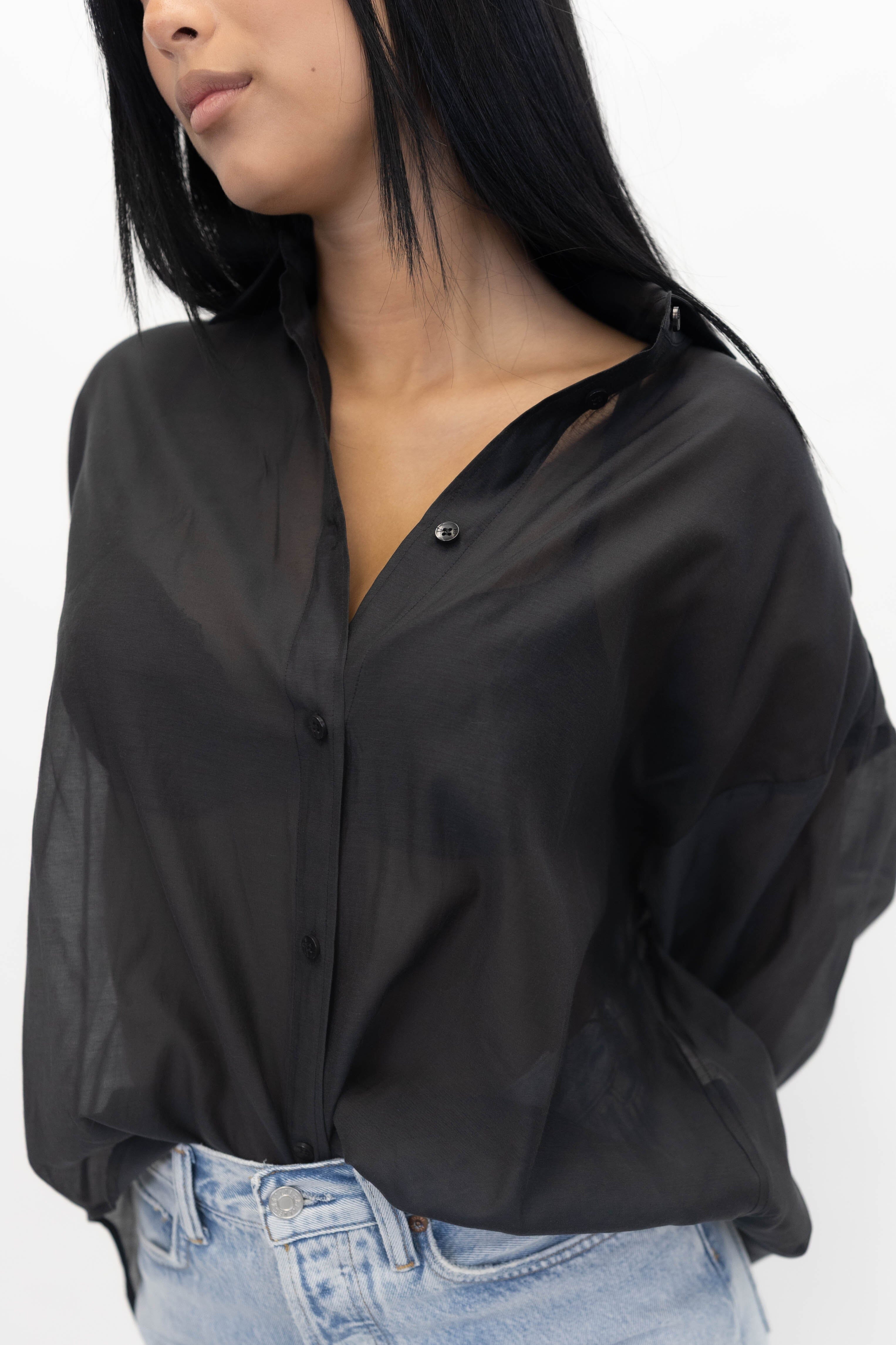 DERRIS ORGANZA SHIRT IN BLACK SHIRT BY MALENE BIRGER