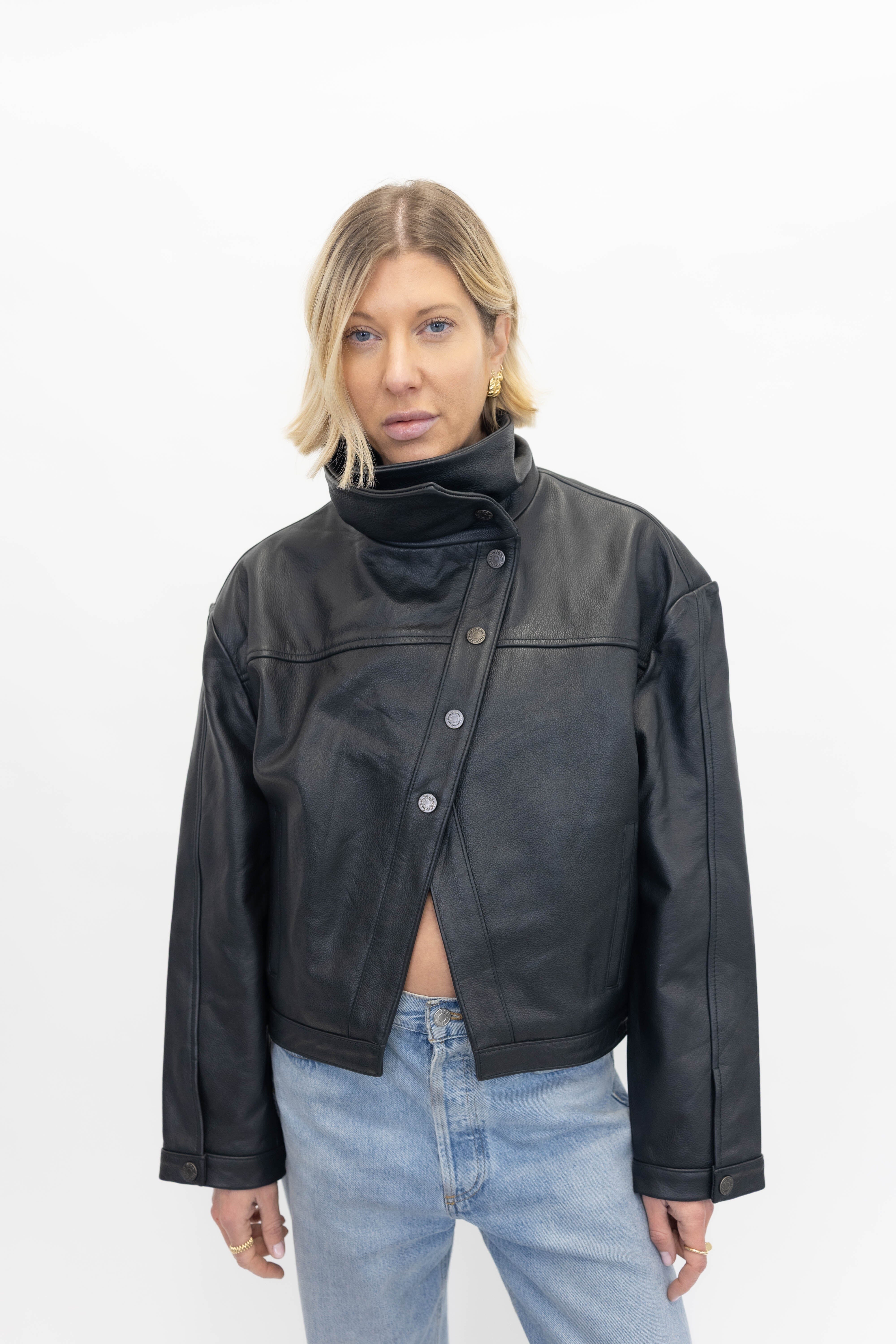 KAIA LEATHER JACKET IN BLACK JACKET WON HUNDRED