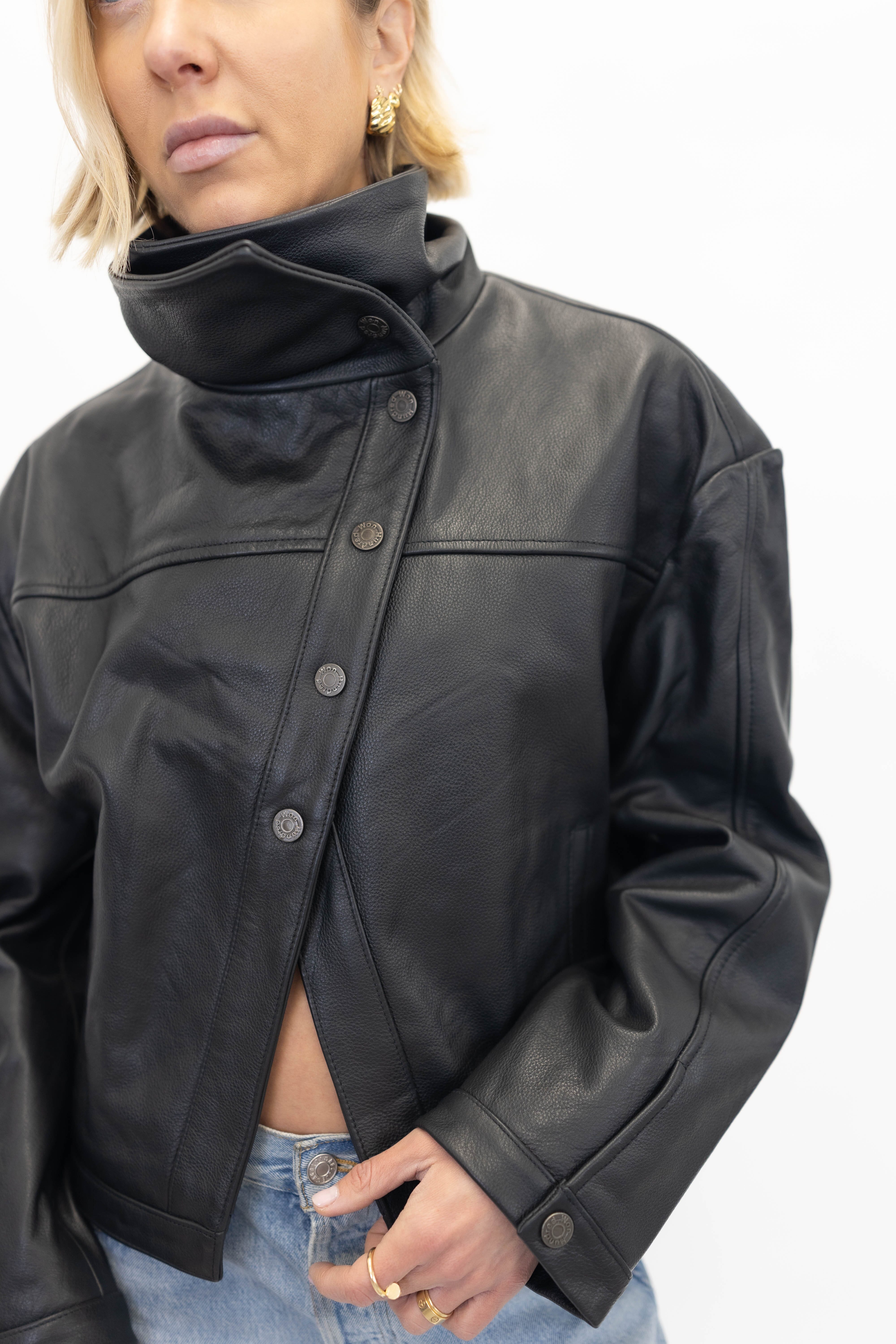 KAIA LEATHER JACKET IN BLACK JACKET WON HUNDRED