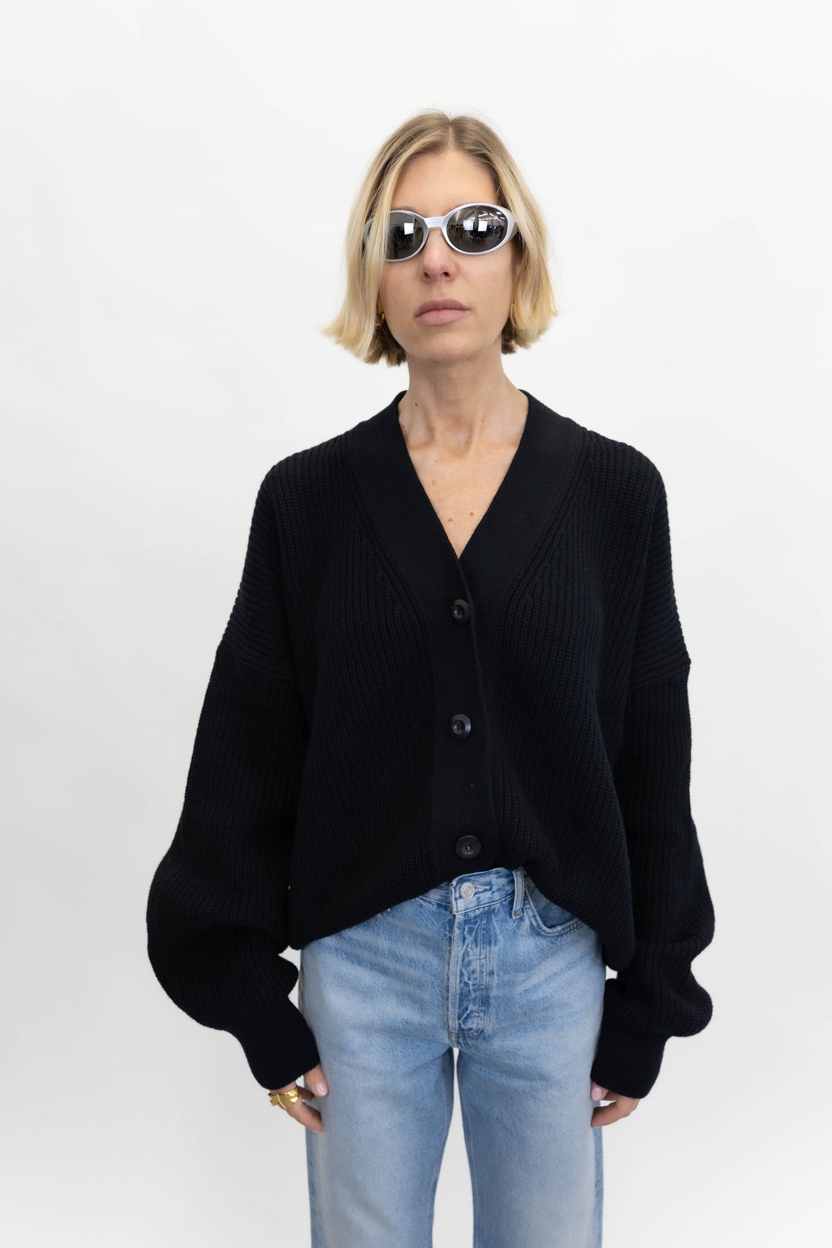KNIT CARDI IN BLACK CARDIGAN LA PISCINE