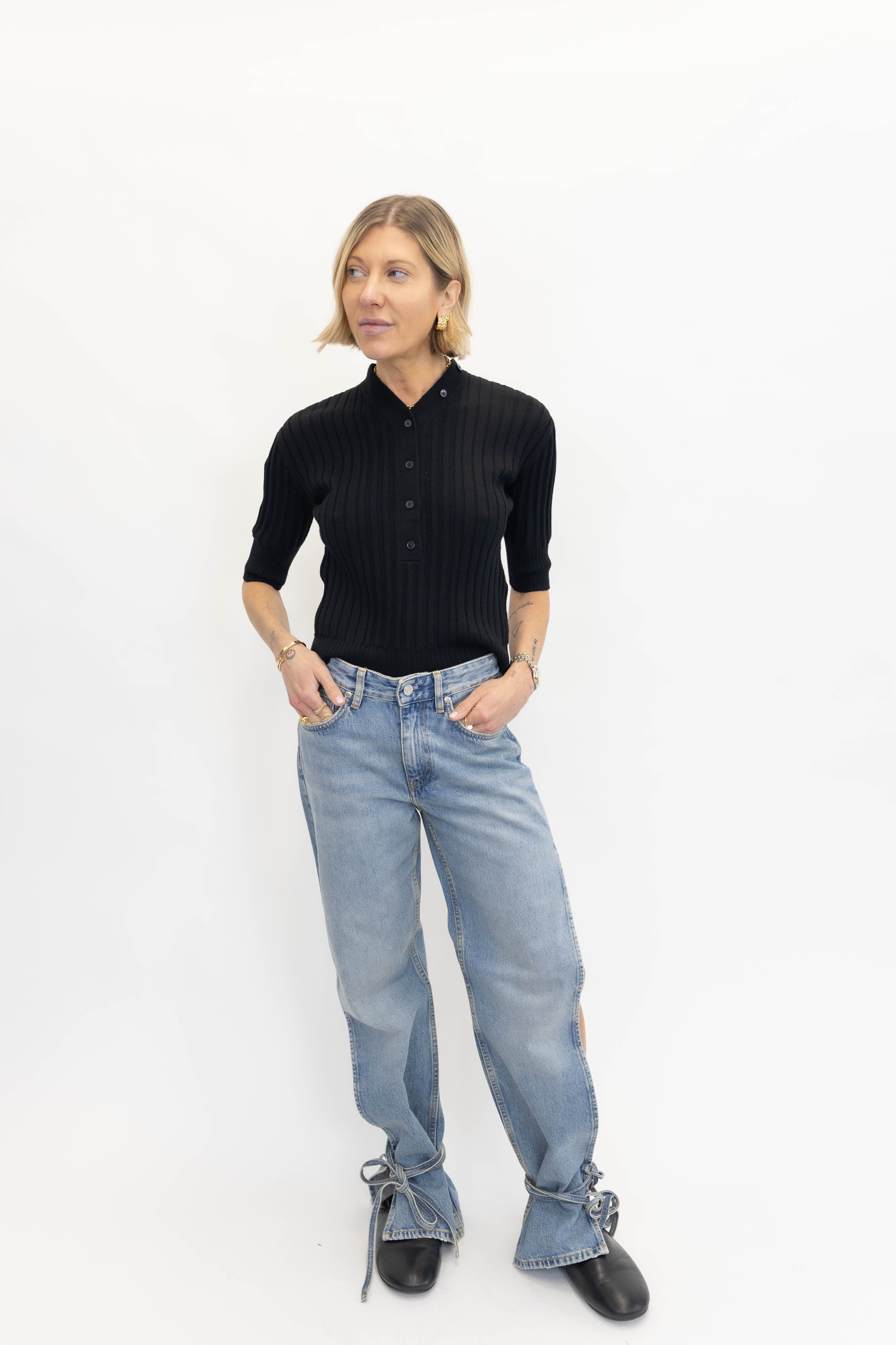 BAGGY STRING JEANS IN WASH18 JEANS WON HUNDRED