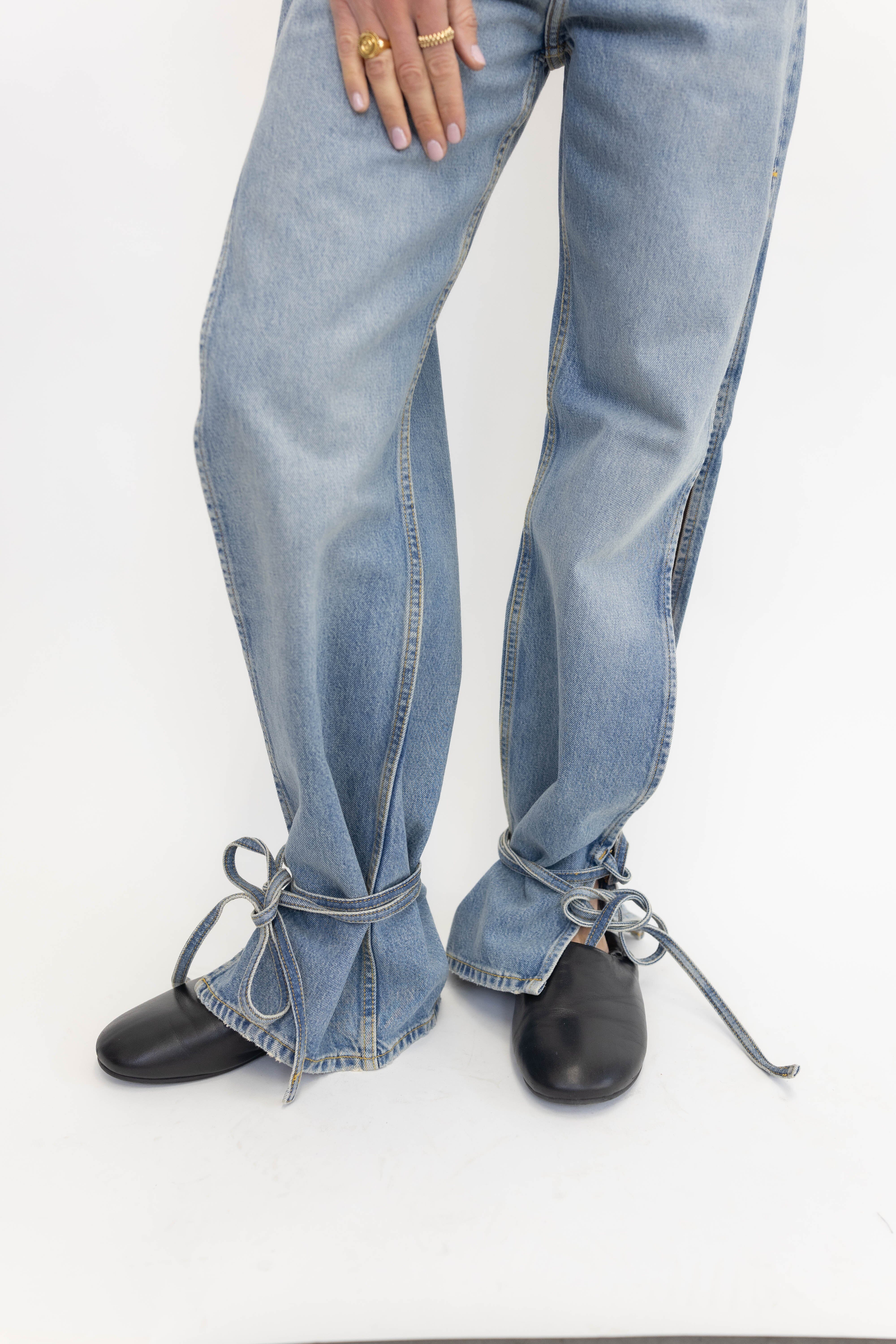 BAGGY STRING JEANS IN WASH18 JEANS WON HUNDRED