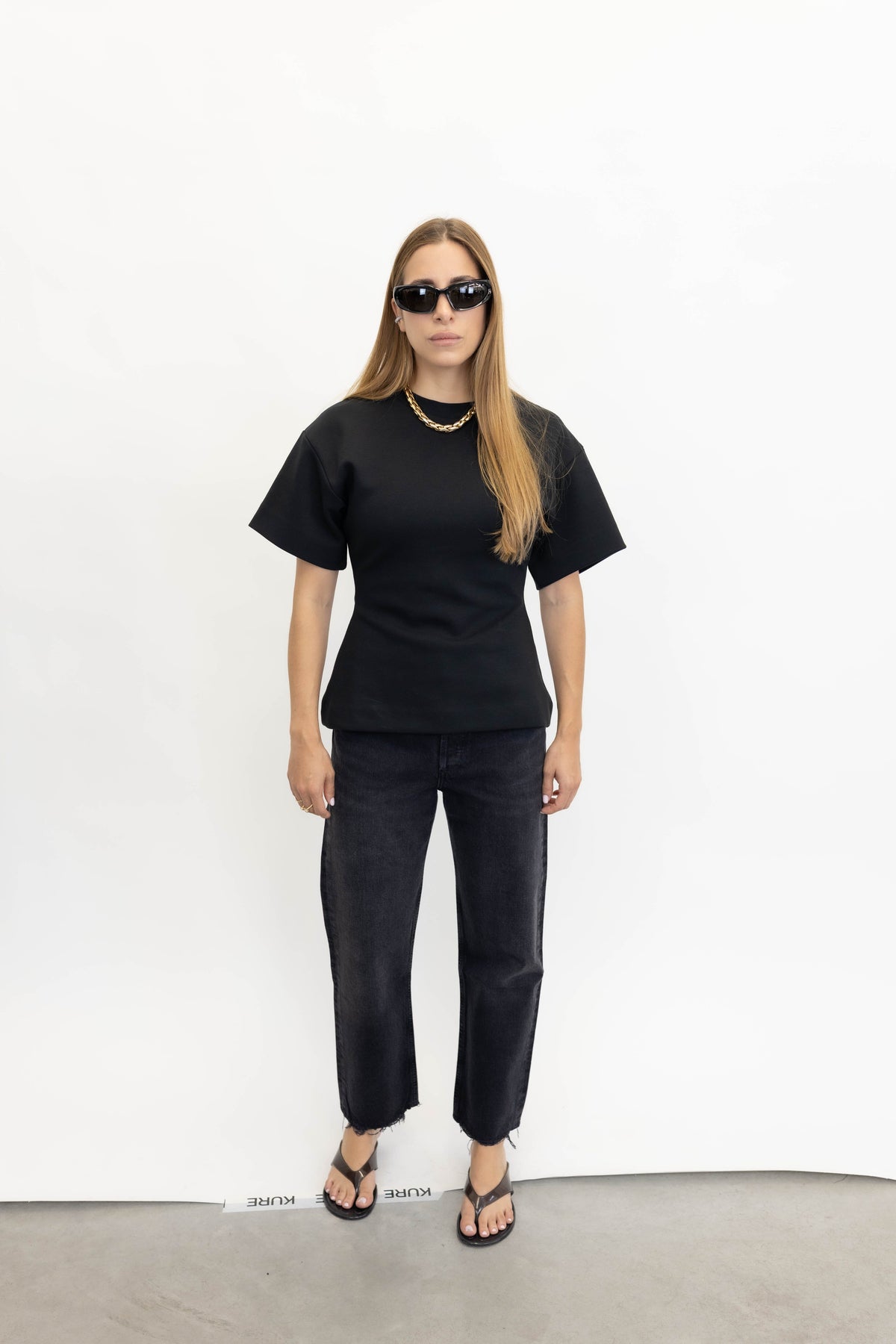 SCULPTED T-SHIRT IN BLACK T-SHIRT LA PISCINE