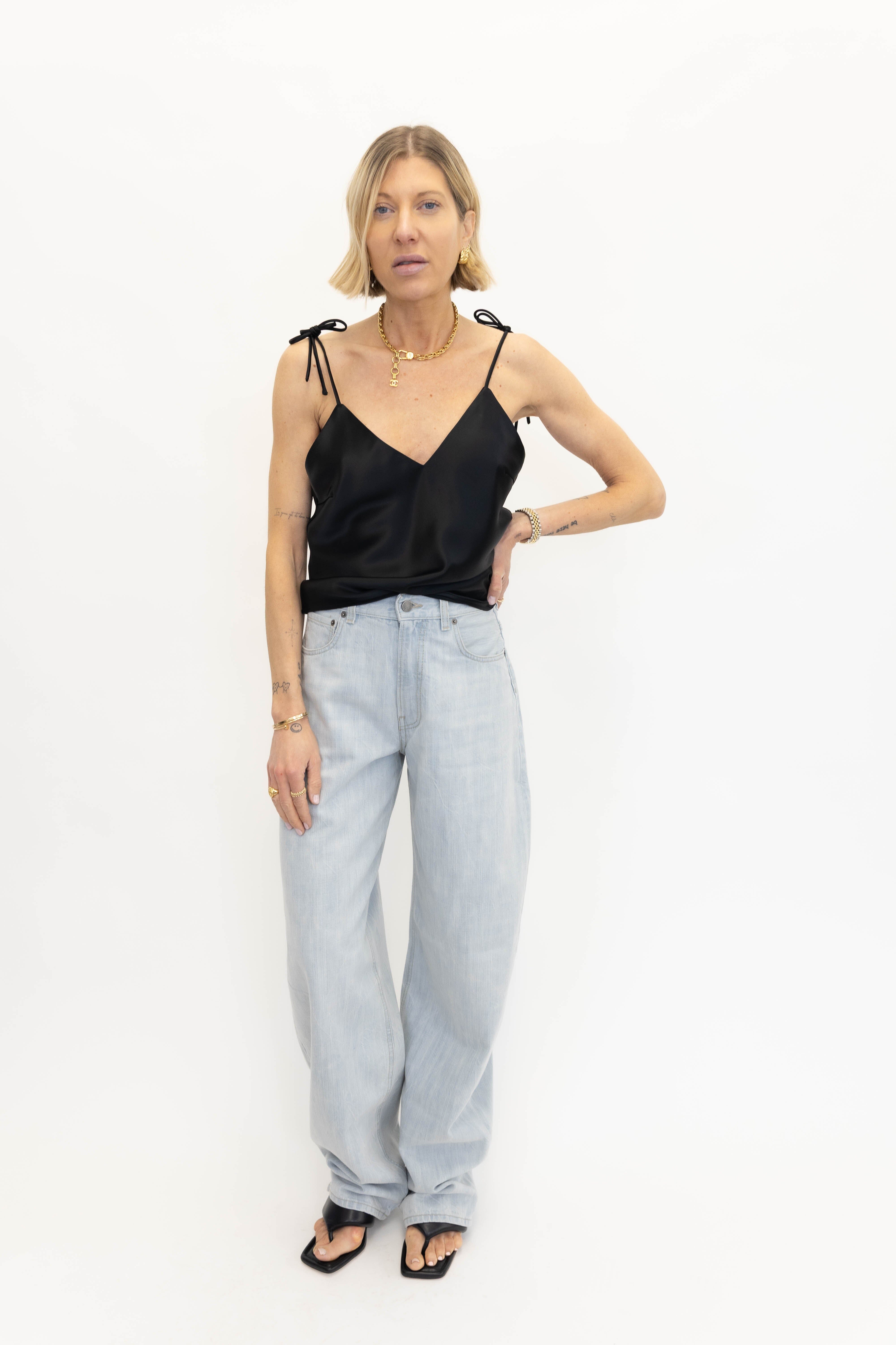 PASCA SATIN TOP IN BLACK TOP BY MALENE BIRGER