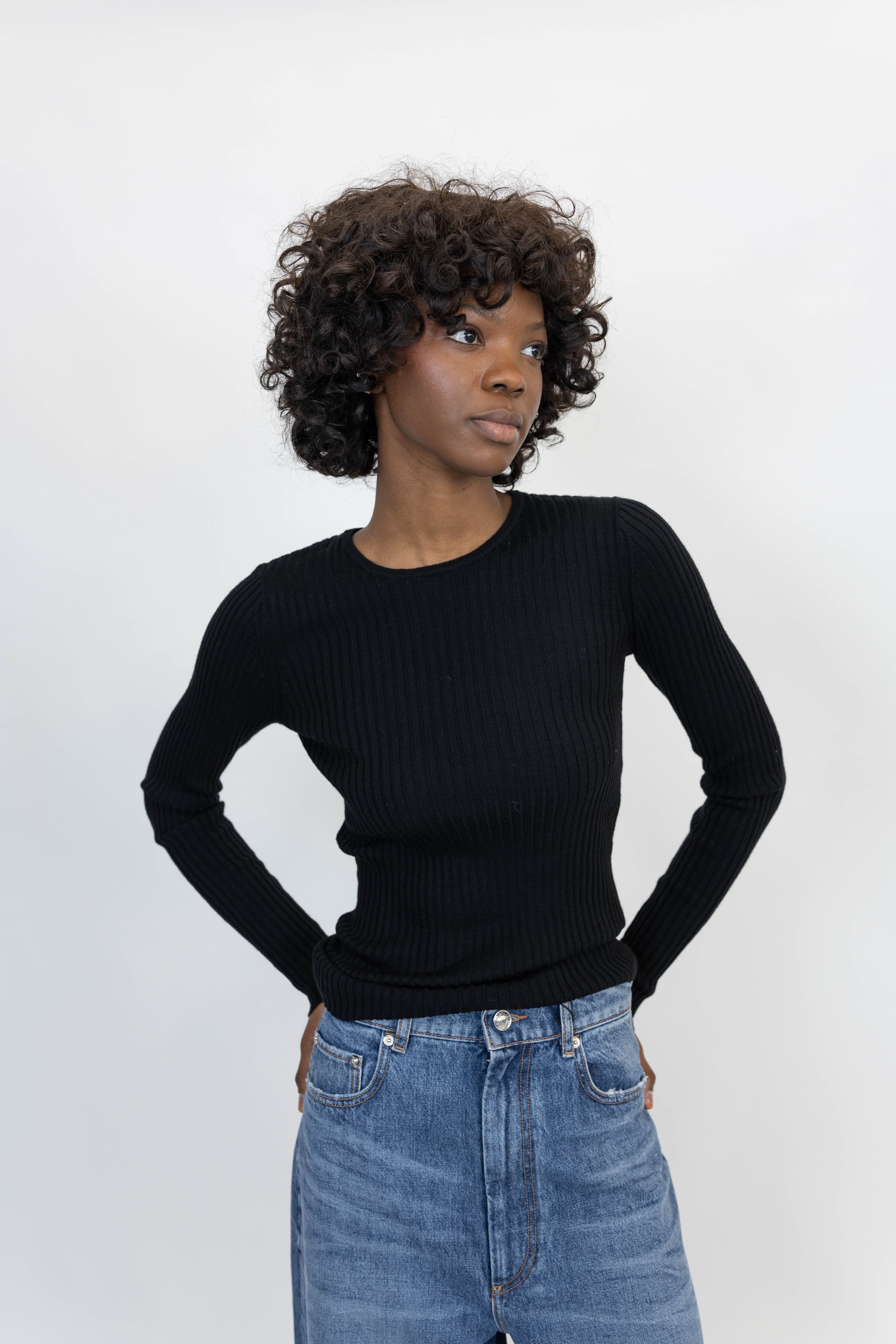 CAMB BLOUSE MERINO WOOL IN BLACK KNIT HERSKIND