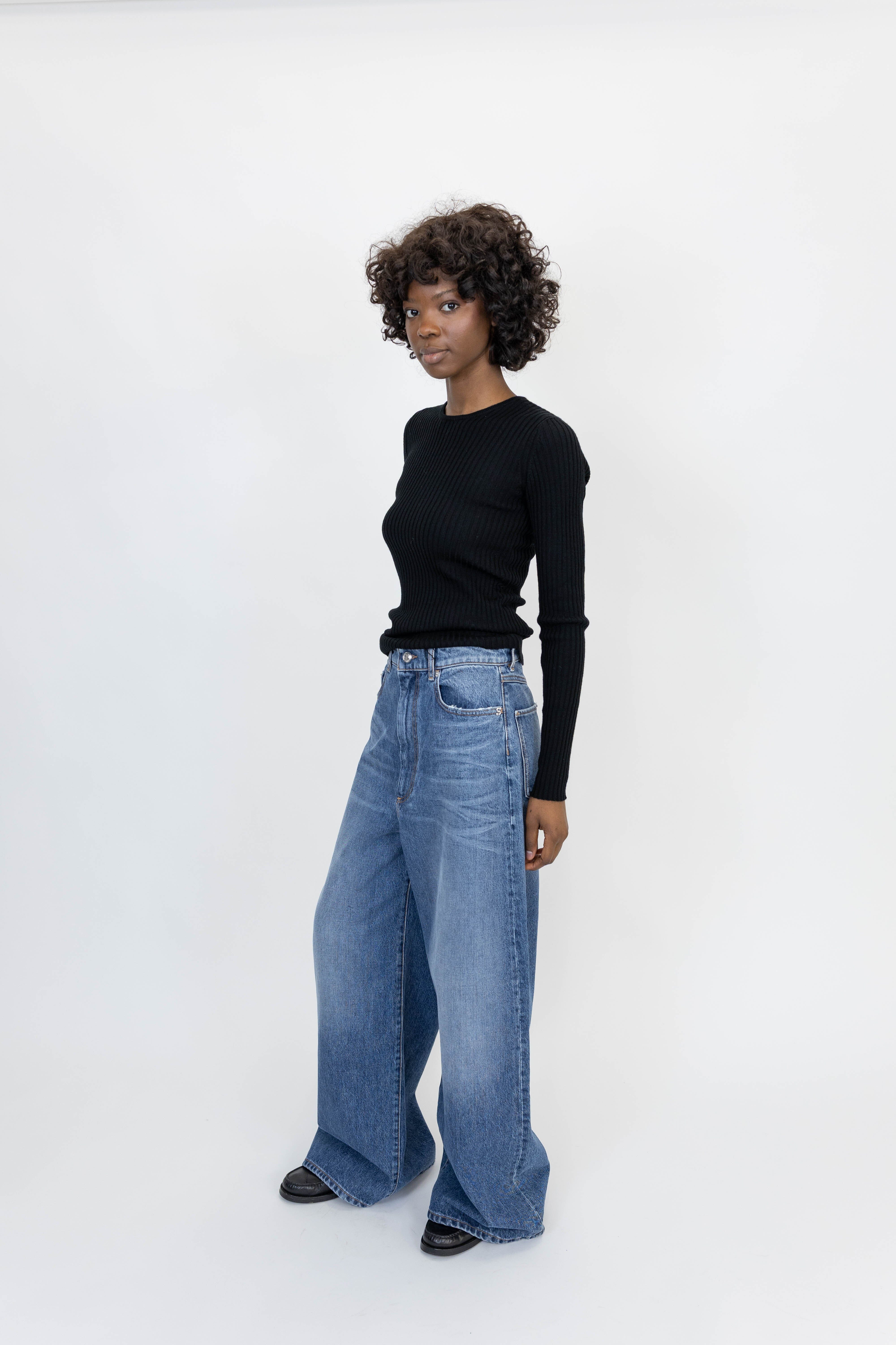 CAMB BLOUSE MERINO WOOL IN BLACK KNIT HERSKIND