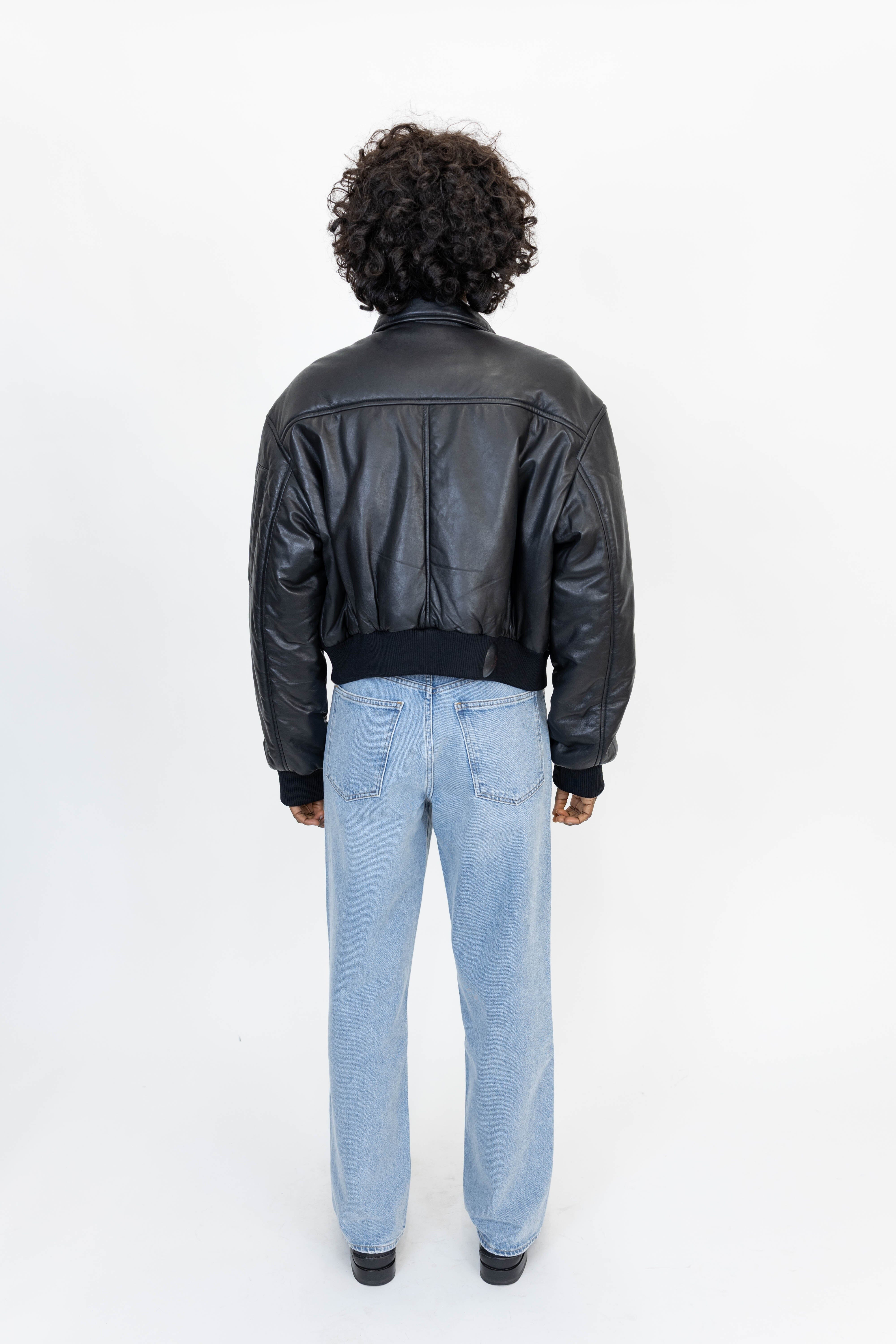 PAD LEATHER BOMBER JACKET OVAL SQUARE