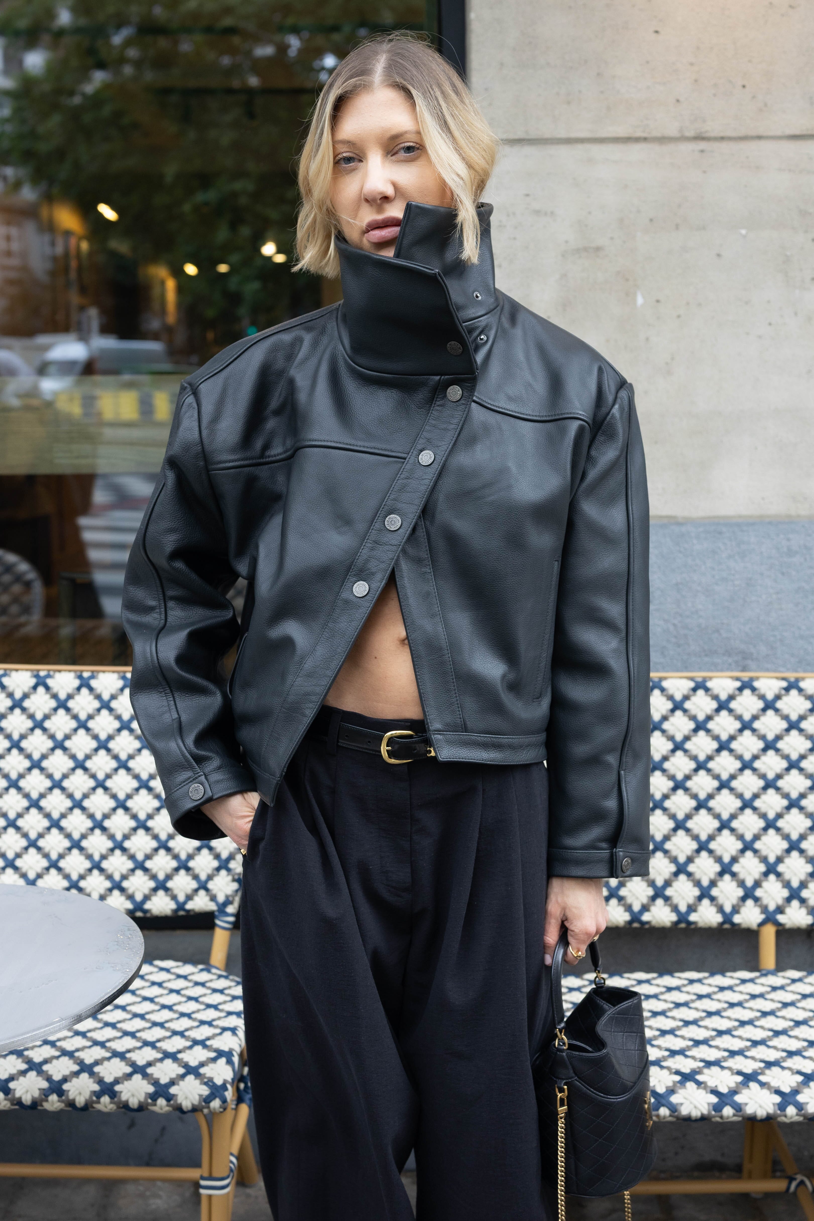 KAIA LEATHER JACKET IN BLACK JACKET WON HUNDRED