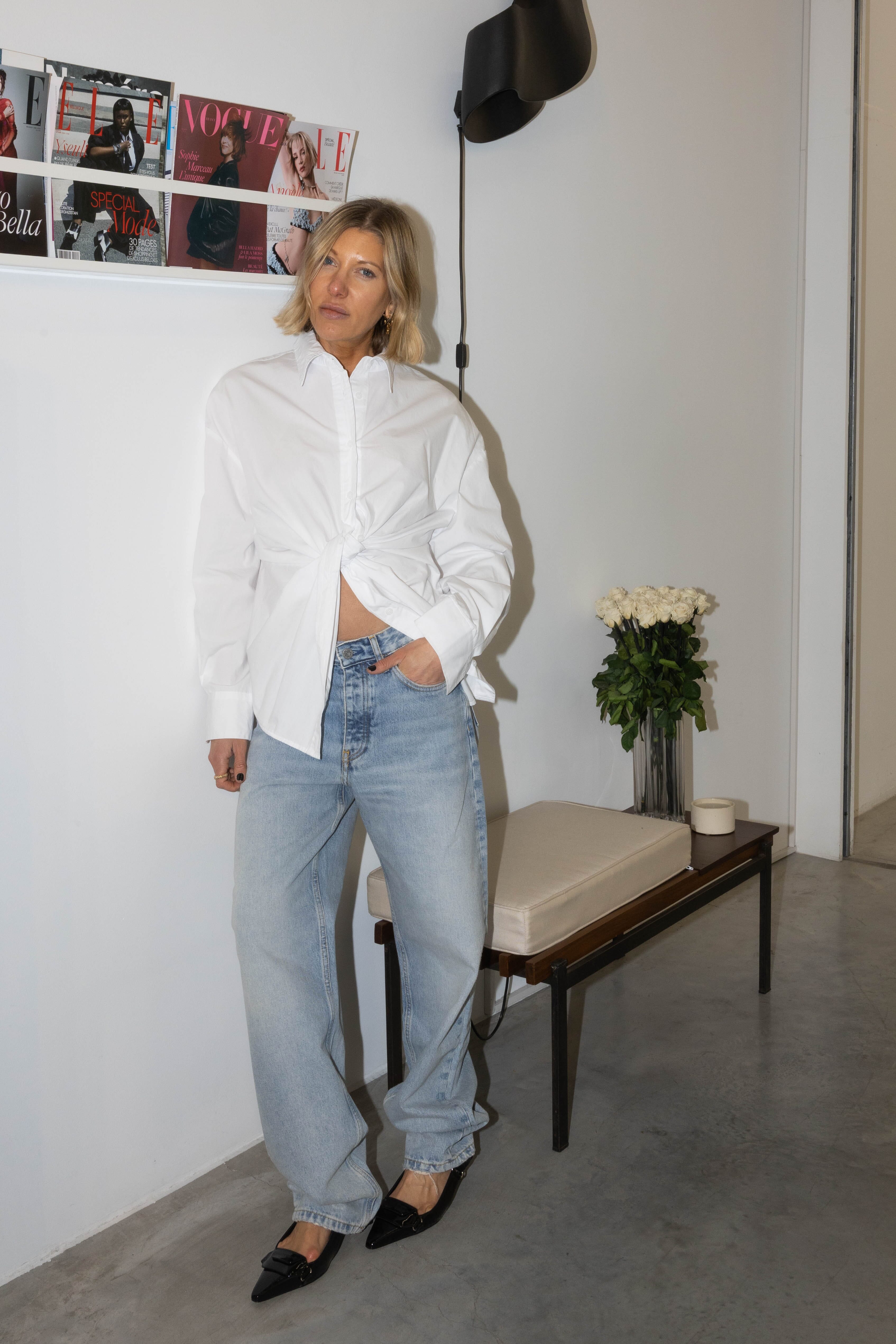 LS SHIRT KNOT IN OPTIC WHITE SHIRT LA PISCINE