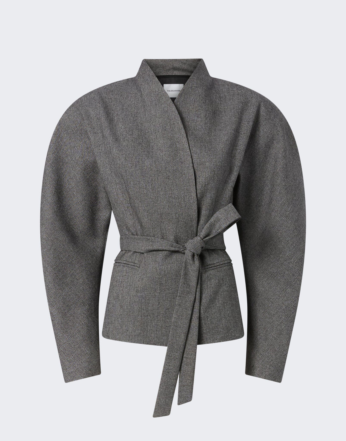 MARGAUX ROUNDED SHOULDER JACKET IN GREY JACKET THE ANDAMANE