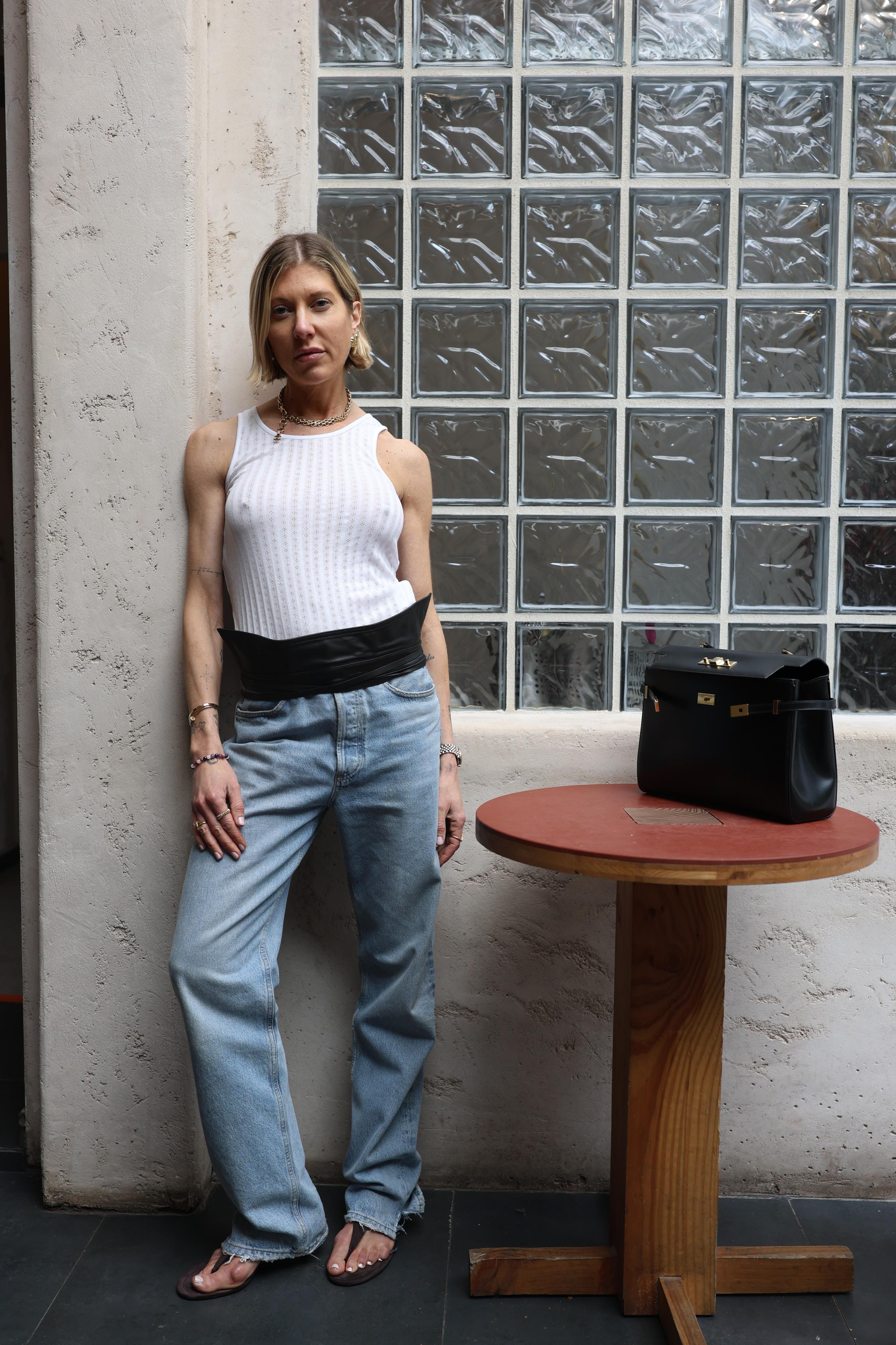 EVORA LEATHER BELT IN BLACK BELT NANUSHKA