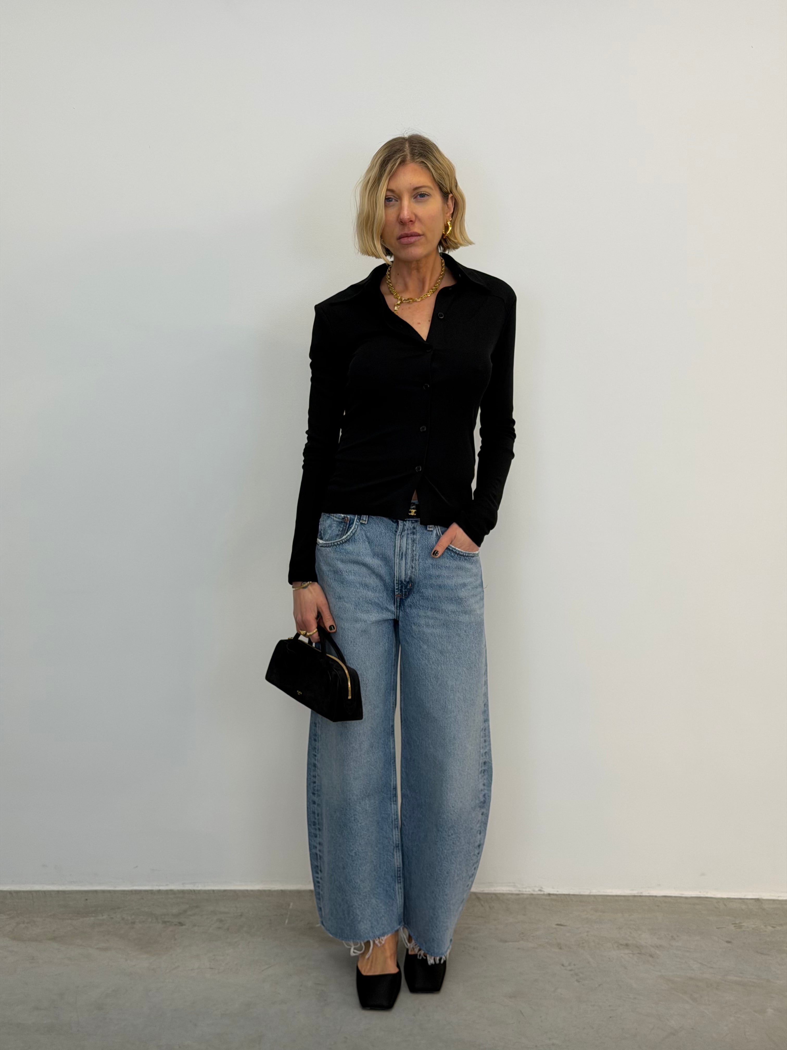 HAIMI MESH JERSEY TOP IN BLACK TOP NANUSHKA