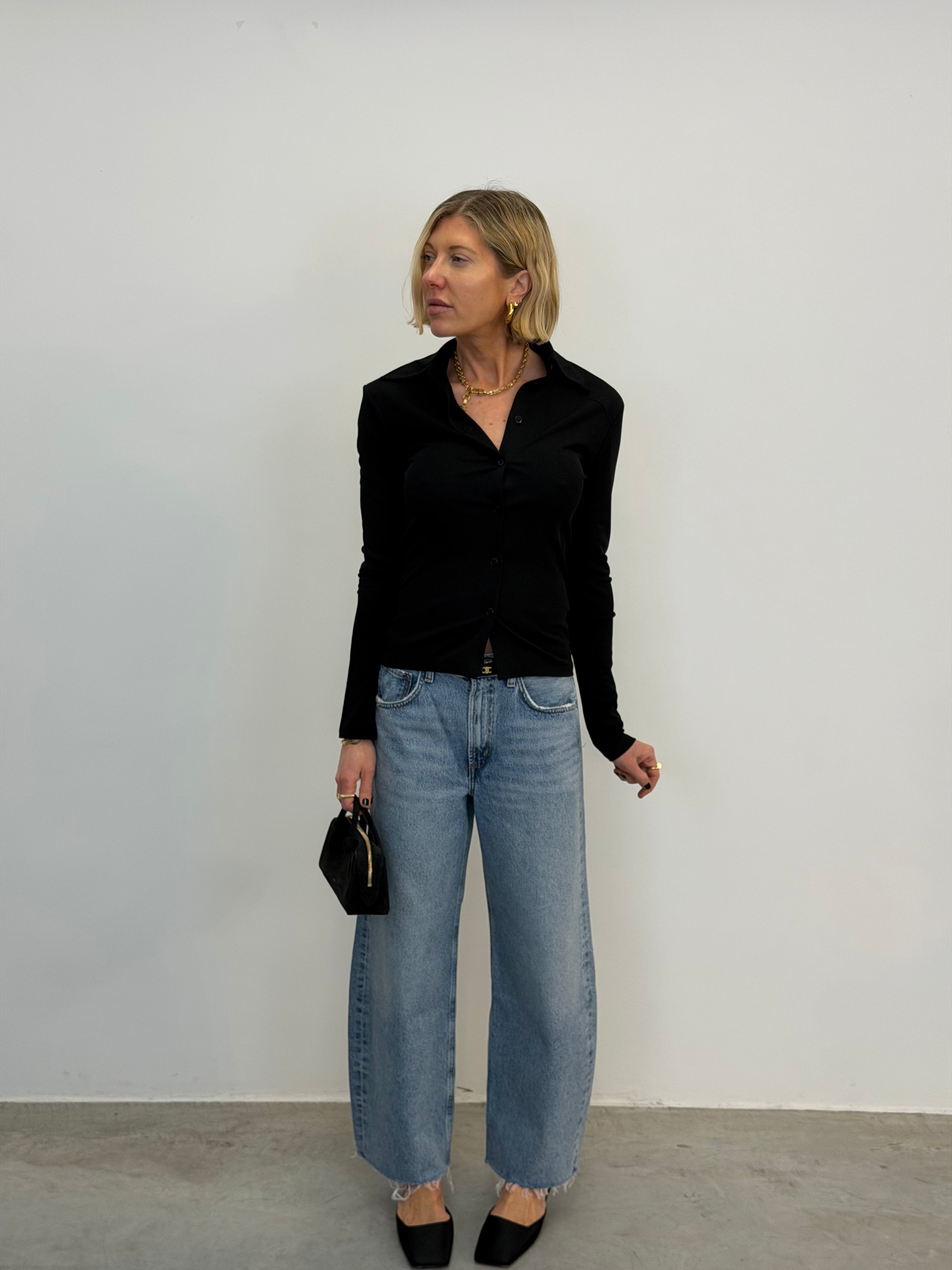 HAIMI MESH JERSEY TOP IN BLACK TOP NANUSHKA