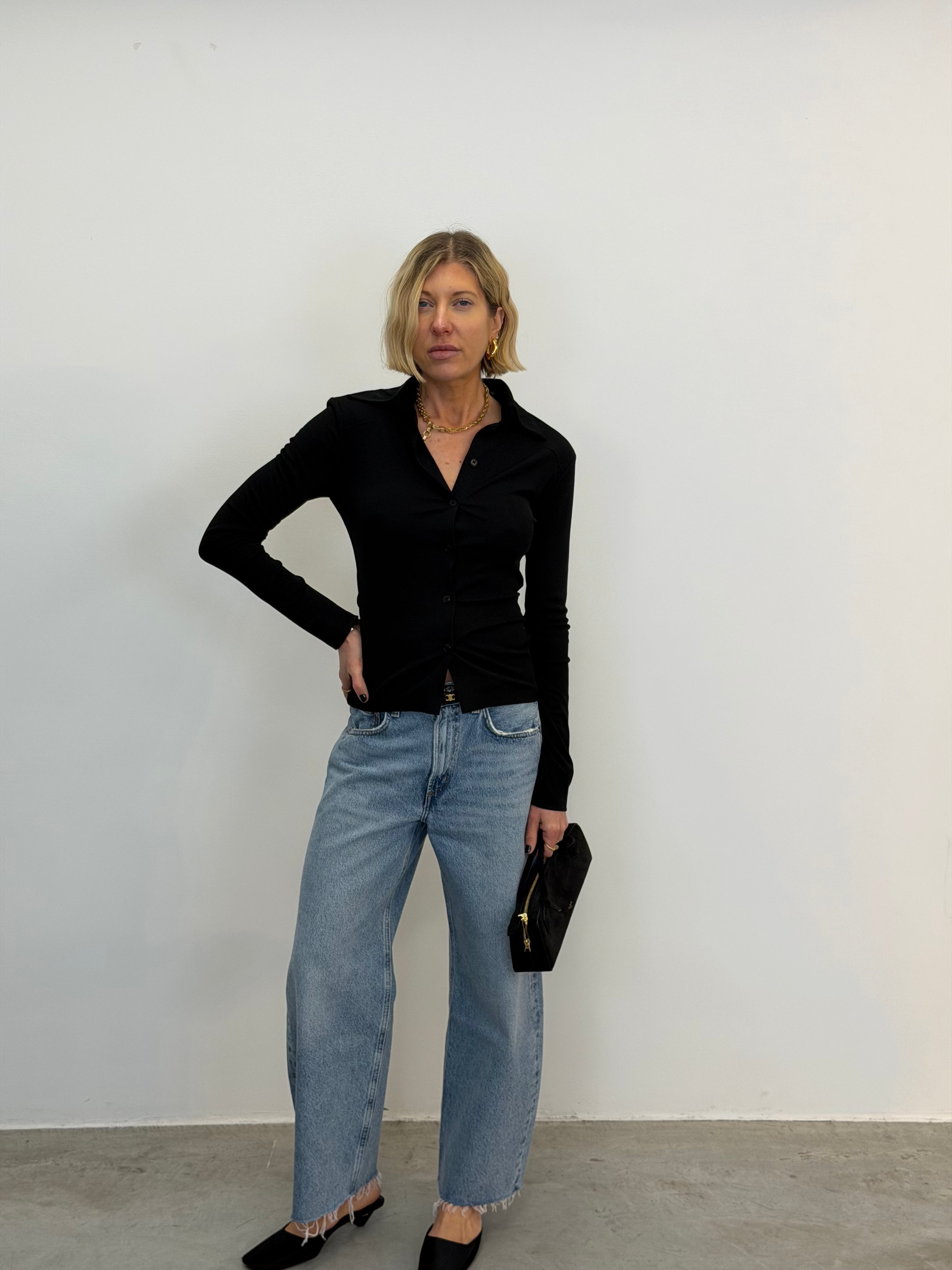 HAIMI MESH JERSEY TOP IN BLACK TOP NANUSHKA