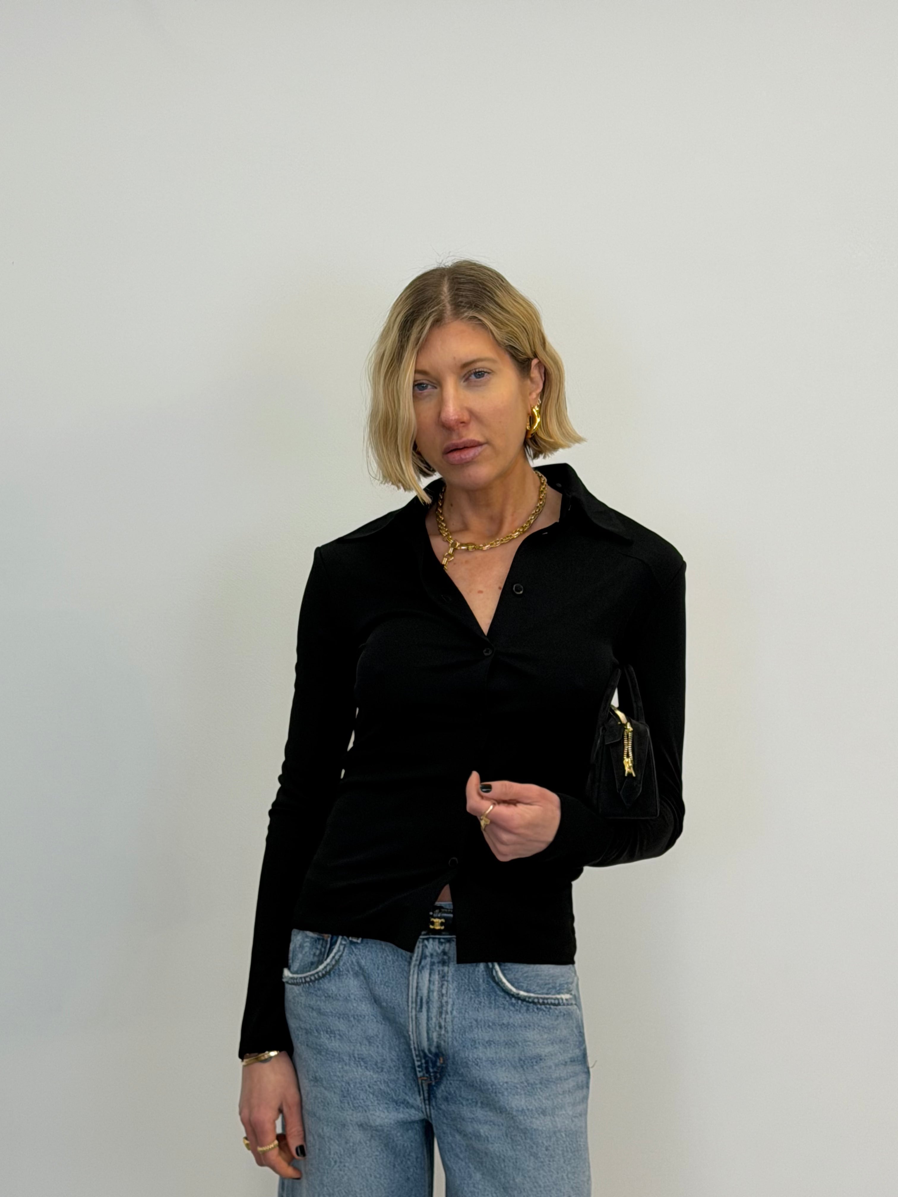 HAIMI MESH JERSEY TOP IN BLACK TOP NANUSHKA