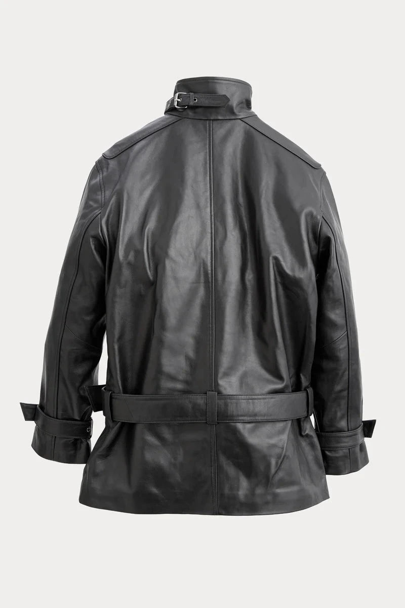 JELENA LEATHER JACKET IN BLACK JACKET OVAL SQUARE