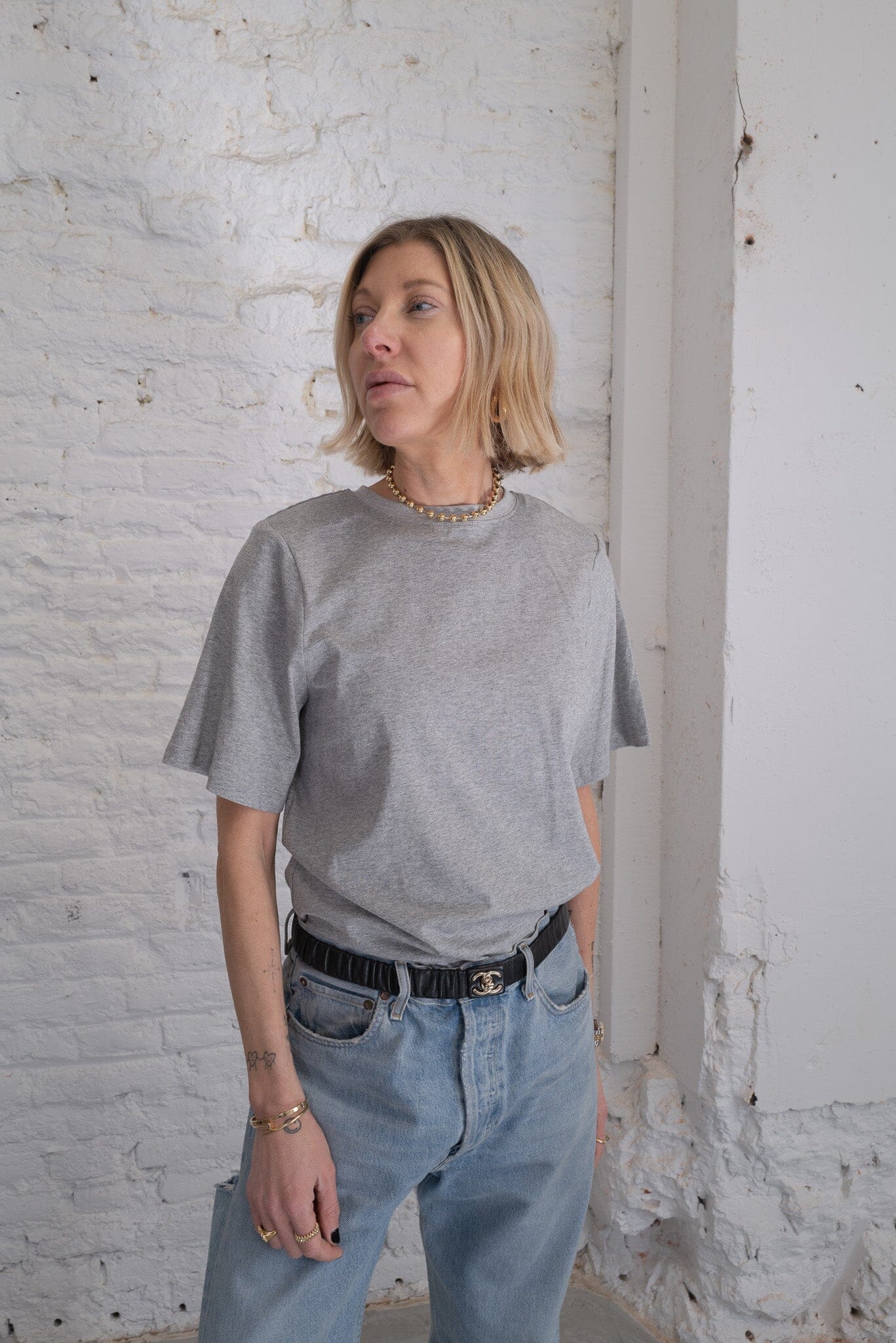 ELI BASIC PADDED T-SHIRT GREY TSHIRT KURE