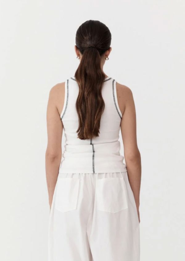 ST AGNI-ORGANIC COTTON SINGLET-WHITE/BLACK TOP ST AGNI