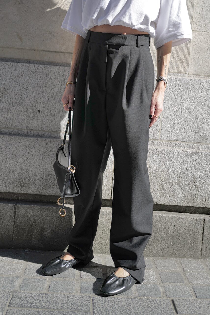 ALLAN ROUND LEG SHAPED TAILORED TROUSERS PANTS ROHE