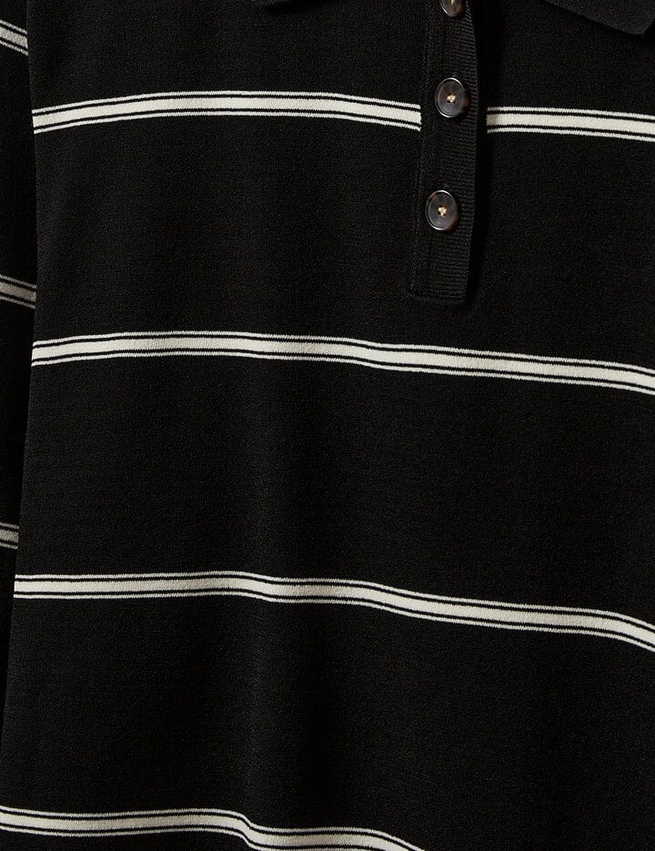 MADISON POLO IN BLACK/ECRU STRIPES SWEATER THE GARMENT