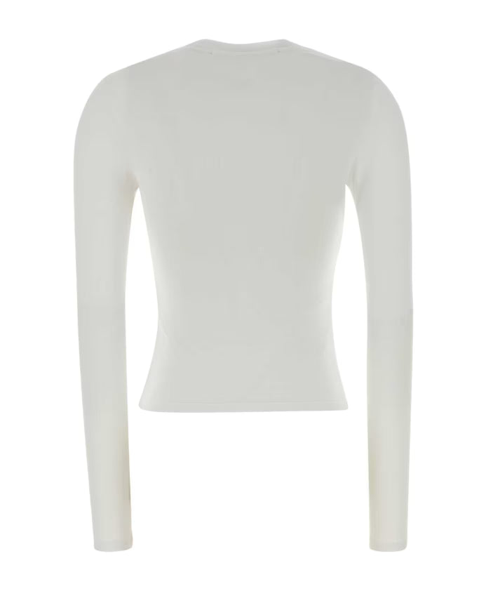ALEXANDER WANG-FITTED LS TEE W/ LOGO PRINT-WHITE T-SHIRT ALEXANDER WANG