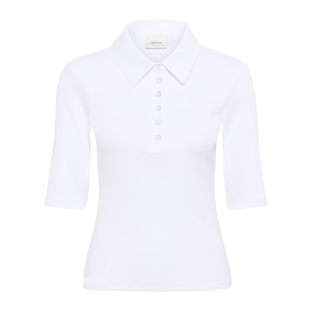 DREW POLO TOP IN BRIGHT WHITE POLO GESTUZ