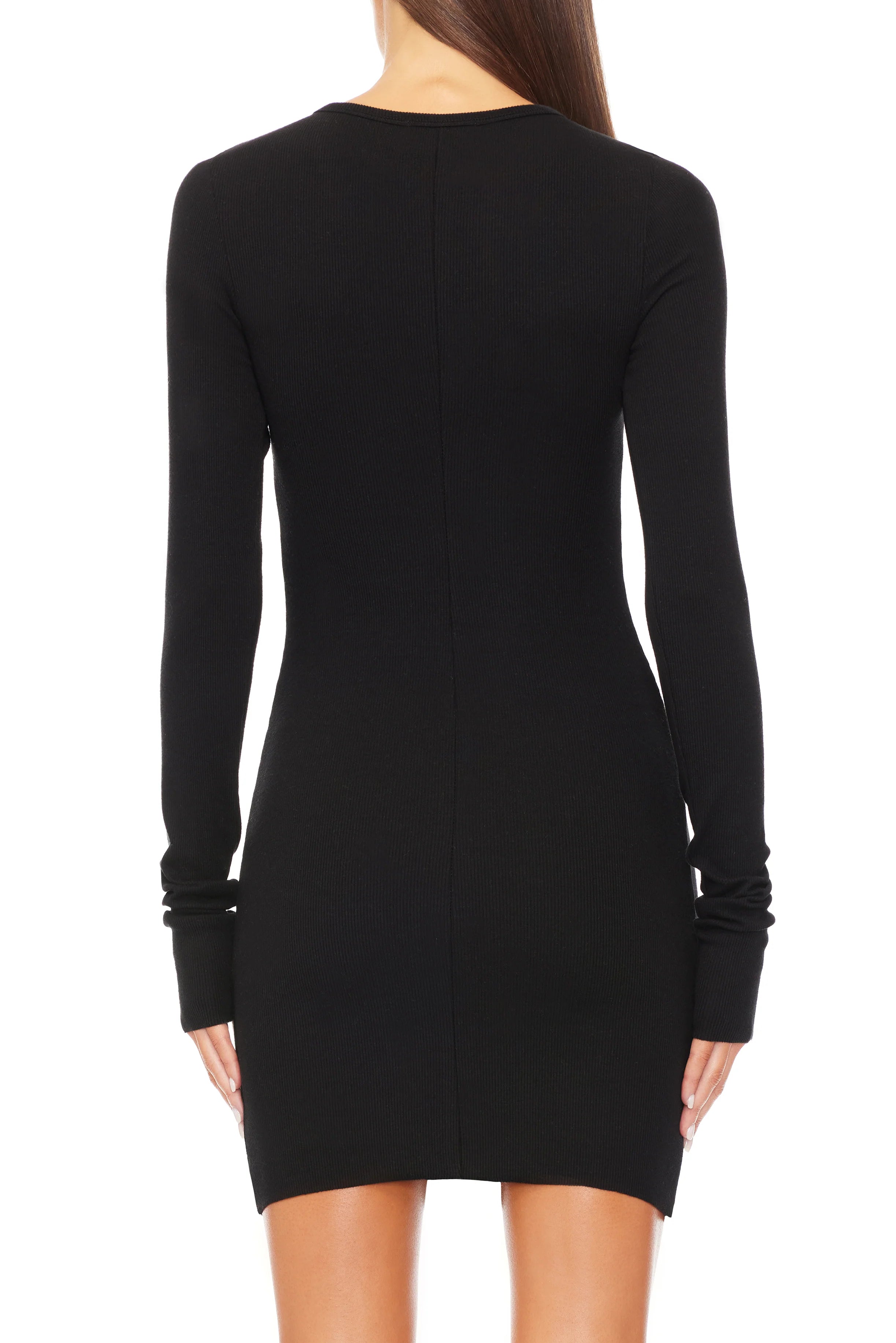 LONG SLEEVE CREWNECK MINI DRESS IN BLACK DRESS ETERNE
