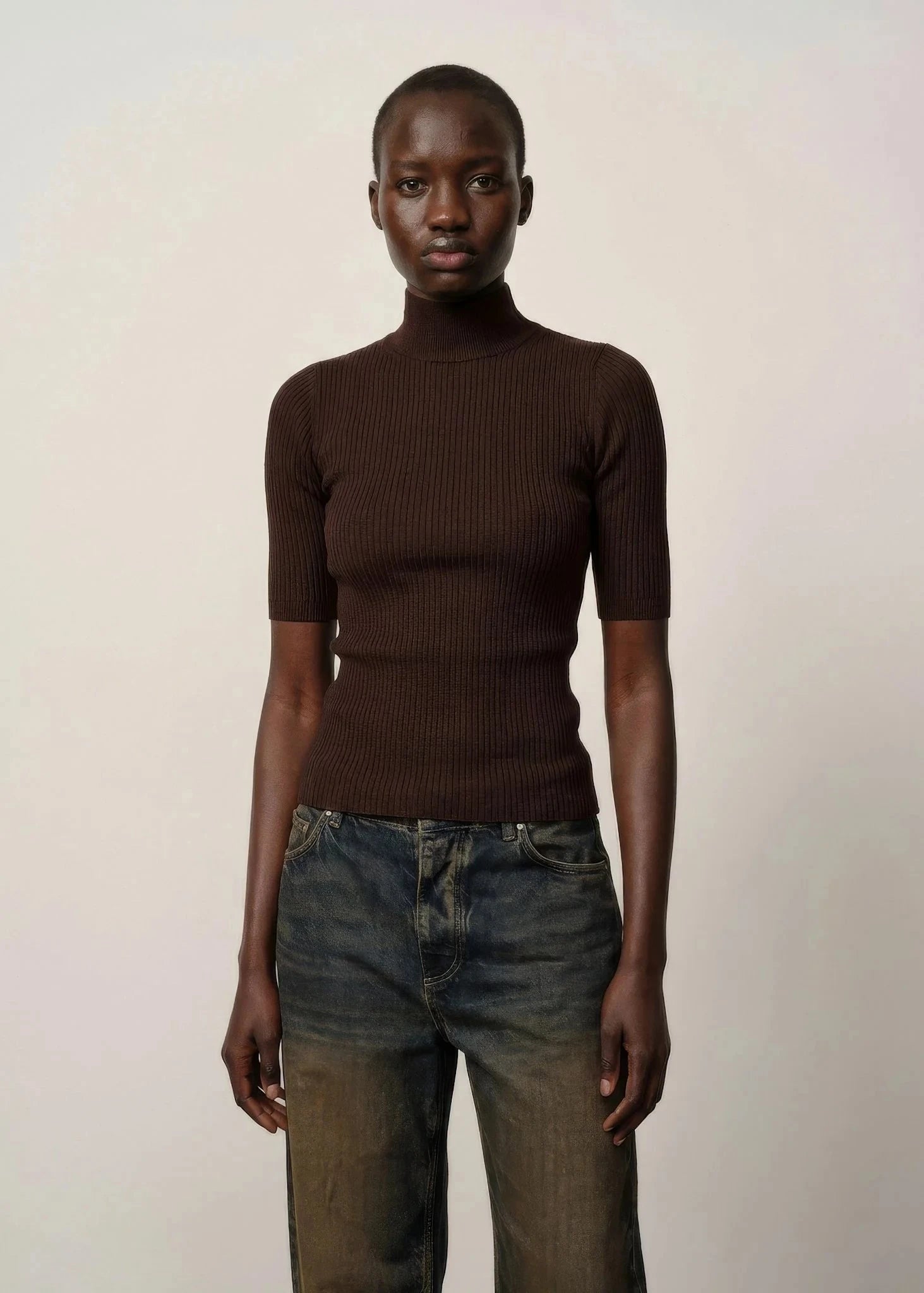 WES BLOUSE IN COFFEE KNIT HERSKIND
