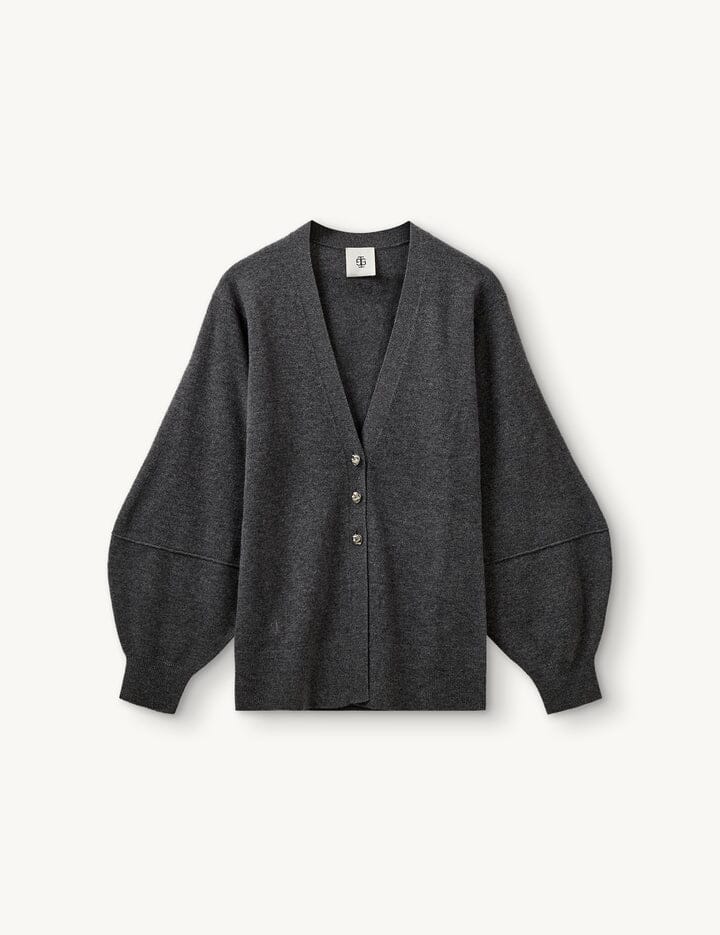 COMO SLEEVE CARDIGAN IN GREY MELANGE CARDIGAN THE GARMENT