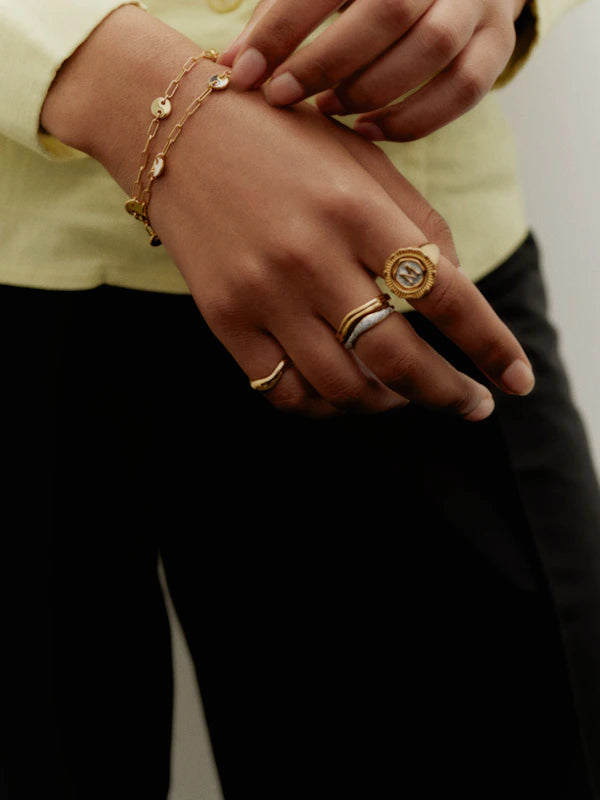 VAYU GOLD PLATED RING STACK JEWELRY MARIA BLACK