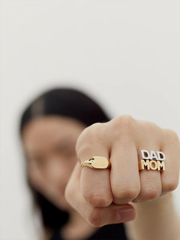 EDAN GOLD PLATED RING RING MARIA BLACK