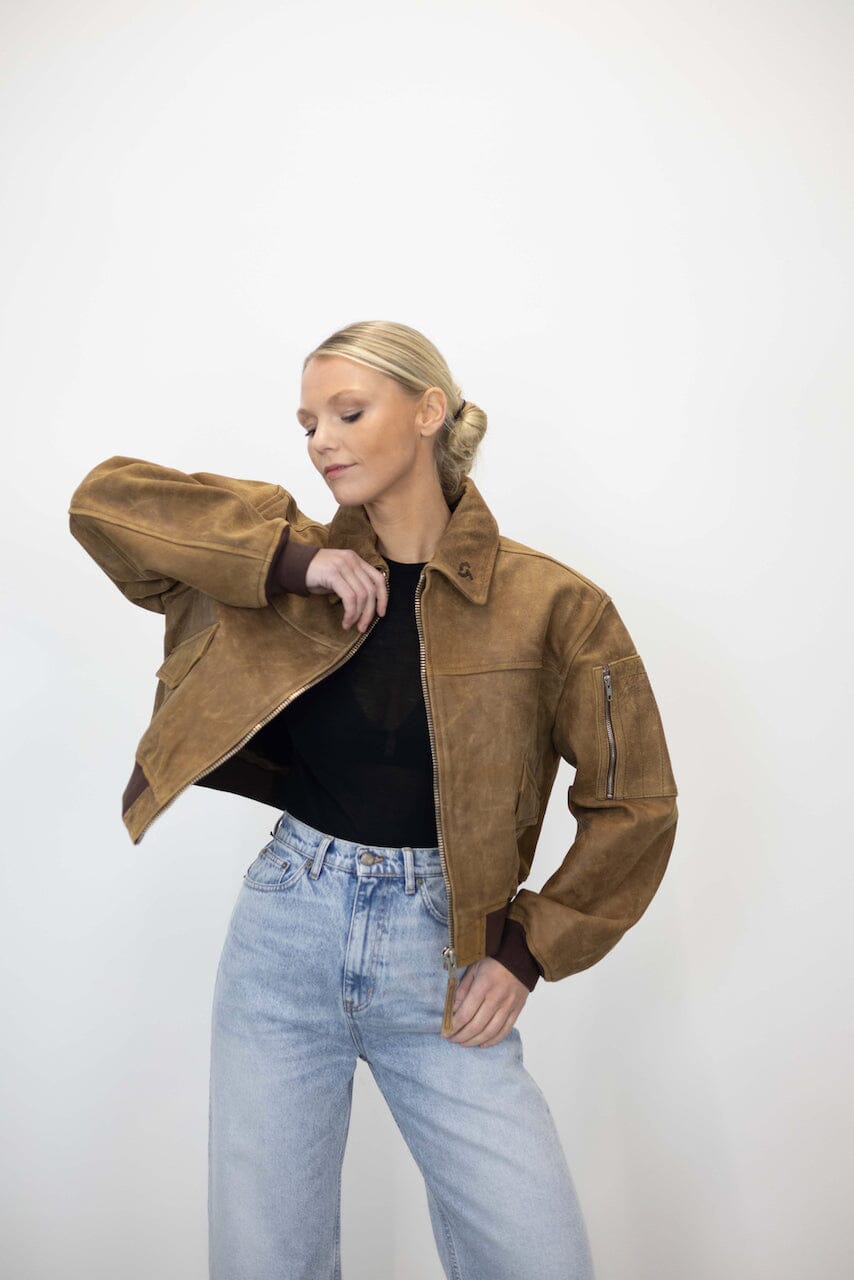 ROCKY SHORT LEATHER BOMBER BOMBER OVAL SQUARE 